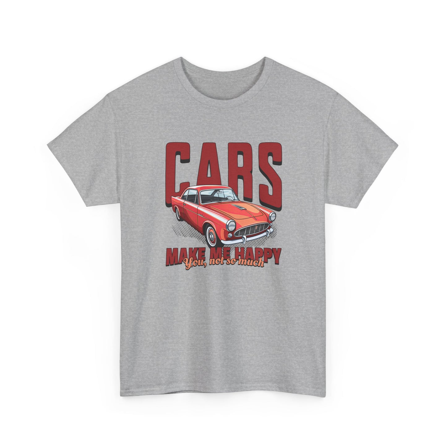T-Shirt Cars Make Me Happy Homme Femme – Tee Shirt Voiture Vintage Humour – Cadeau Passion Automobile