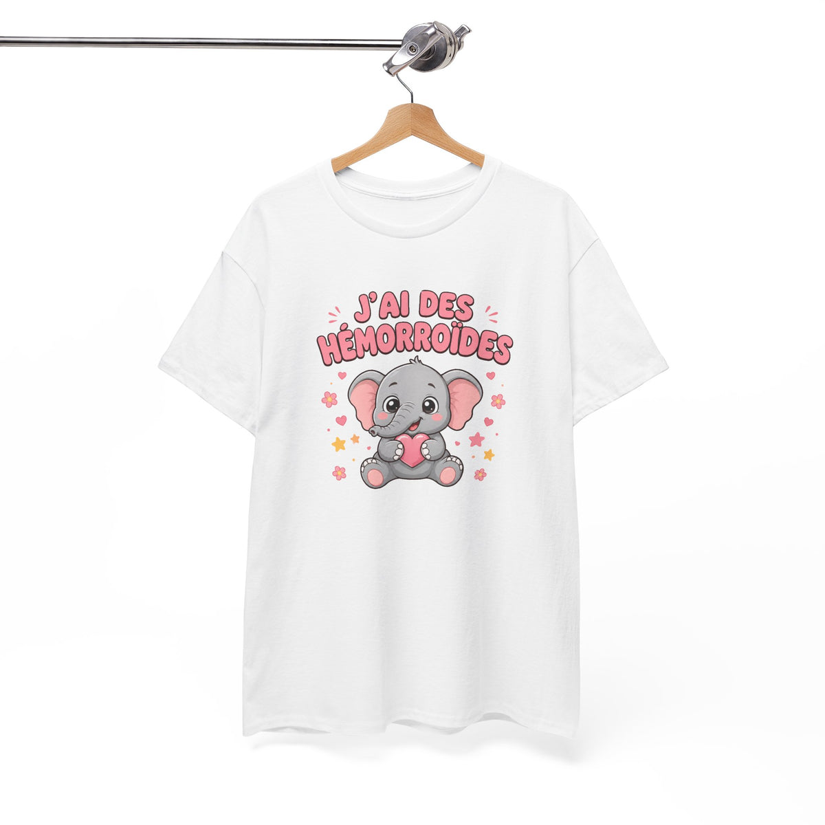 Tee Shirt Hémorroïdes Homme et Femme – J’ai des Hémorroïdes – T-Shirt Humour Éléphant Cadeau Drôle Original