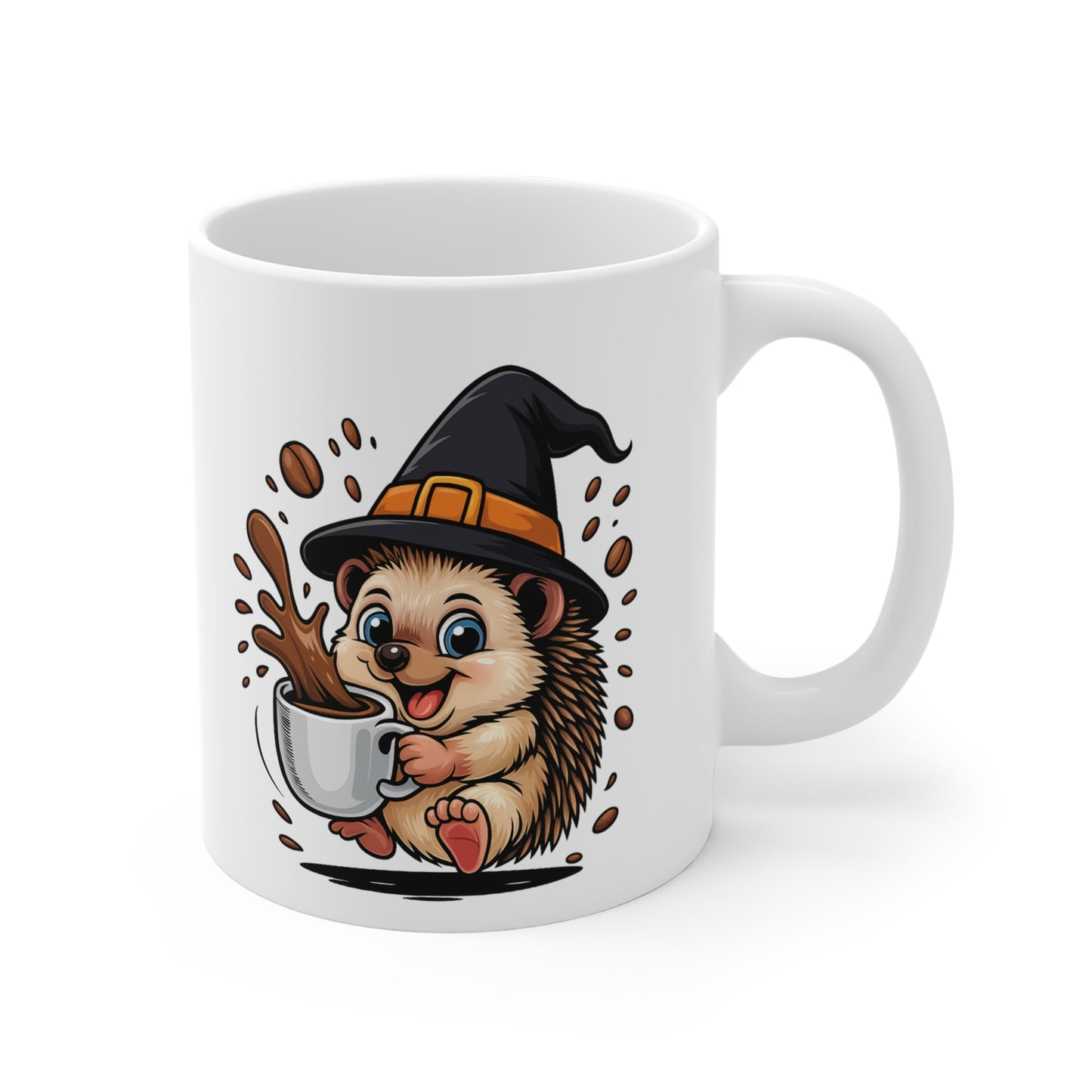 Tasse Hérisson Sorcière Halloween – Mug Céramique Café 325ml – Cadeau Fantaisie Original