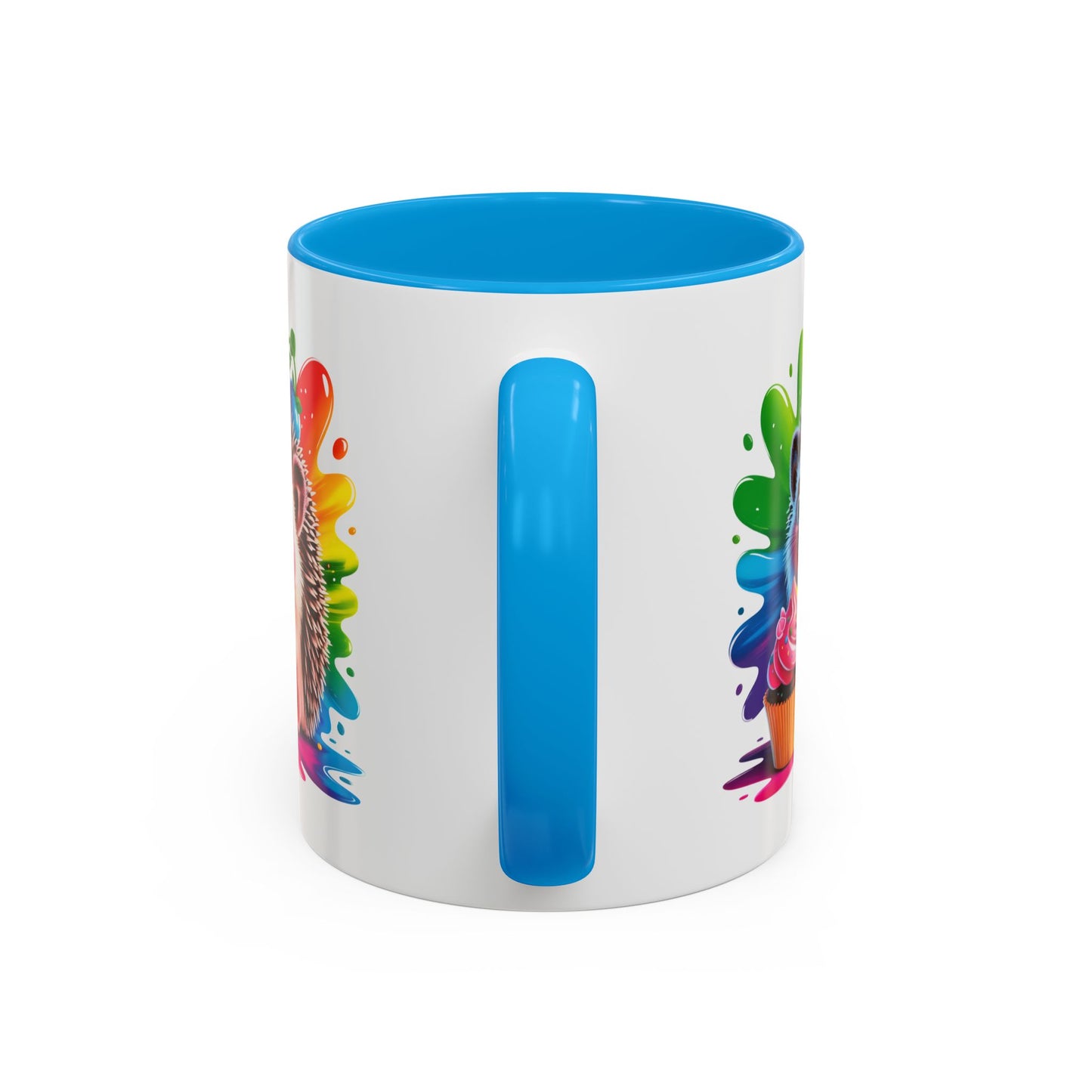 Mug Hérisson Mignon Gourmand – Tasse Animal Cupcake Coloré Kawaii – Cadeau Original Enfant Adulte – Céramique 325ml Noir Bleu Rouge