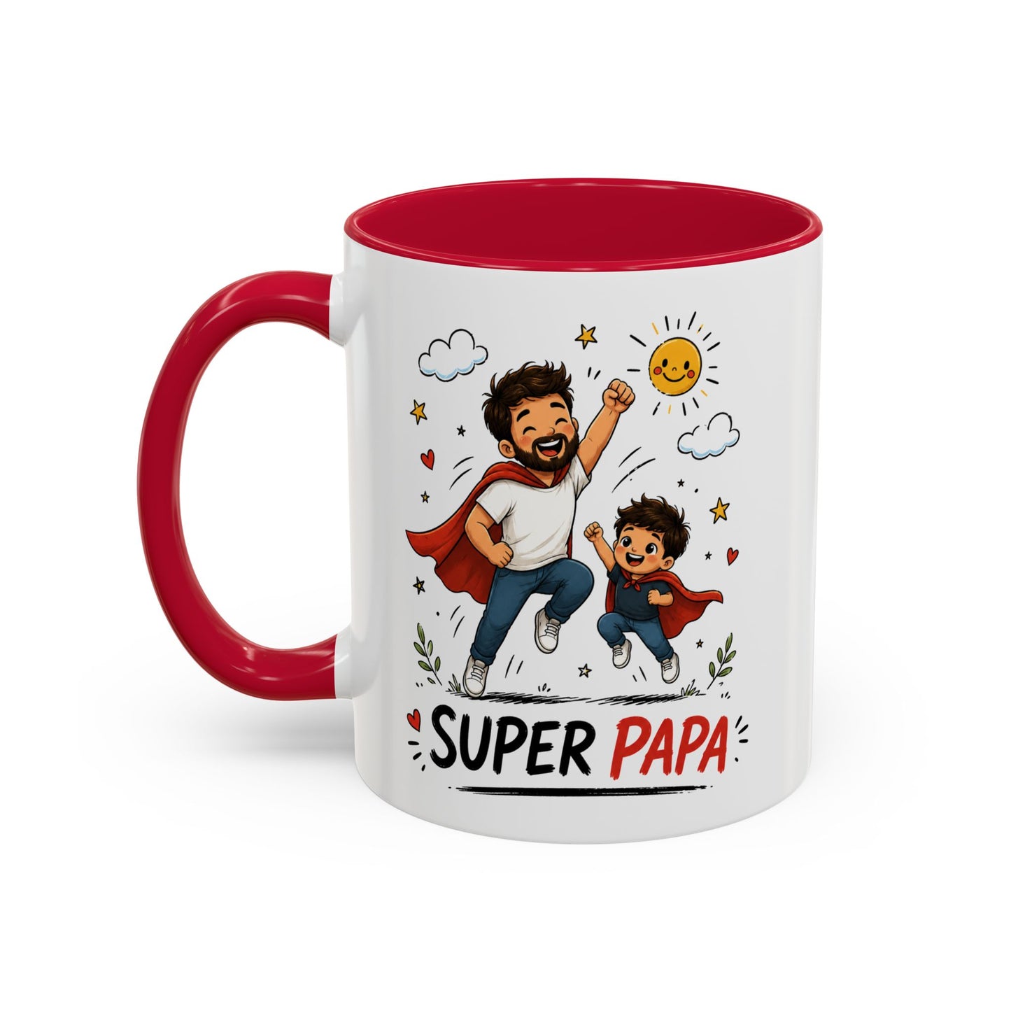 Tasse Super Papa Héros – Mug Père Fils Super Héros – Cadeau Papa Fête Des Pères Anniversaire 325ml