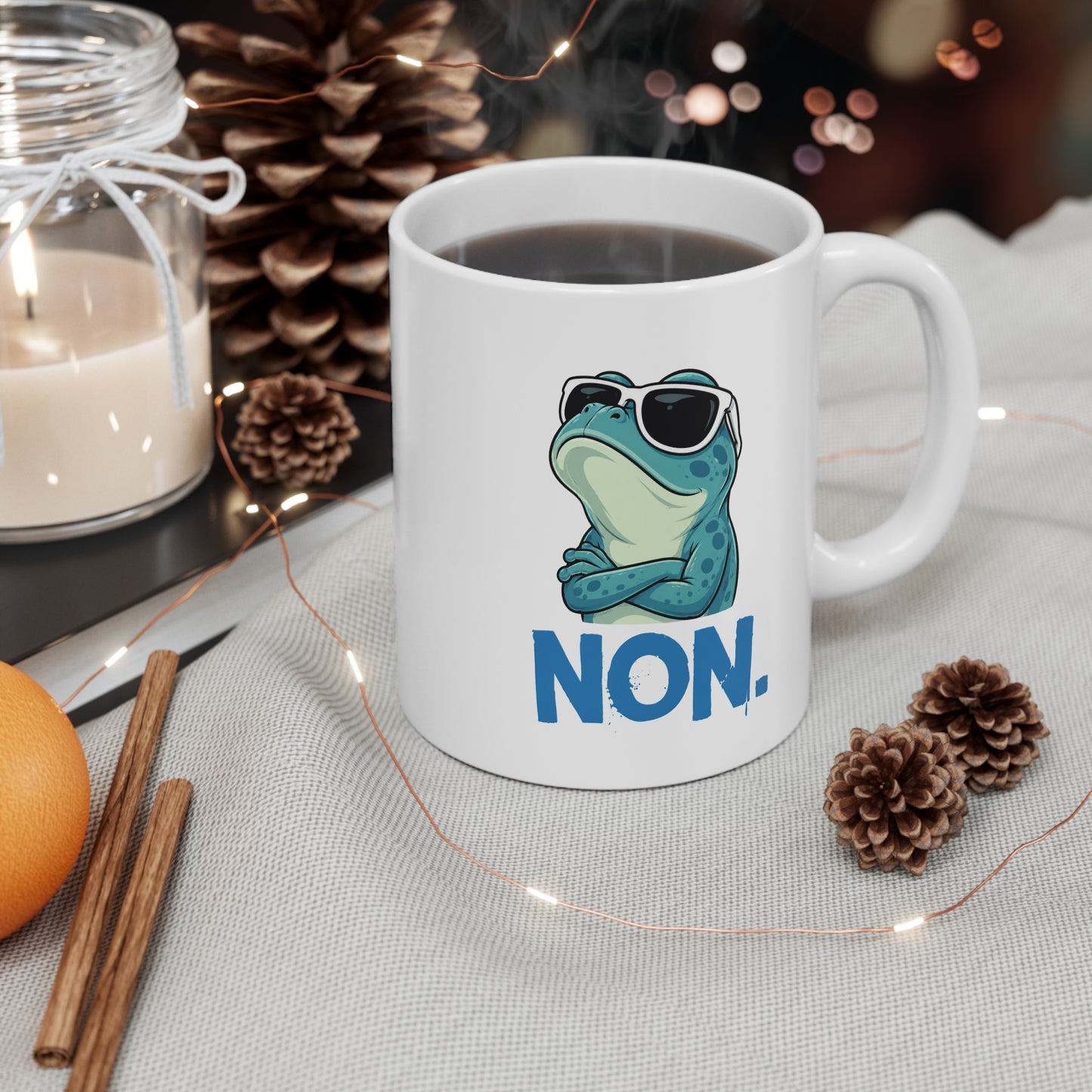 Tasse Non. – Mug Humour Grenouille Cool – Cadeau Drôle Homme Femme 325 ml