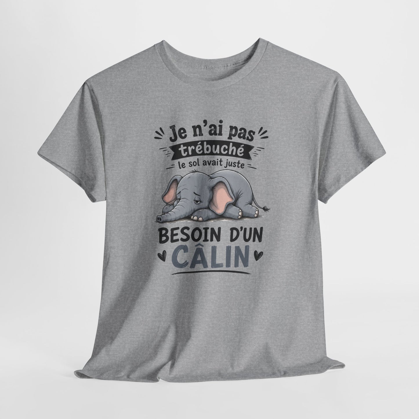 Tee Shirt Homme et Femme Éléphant Humour Animal Mignon Câlin Fatigue Idée Cadeau Drôle Original