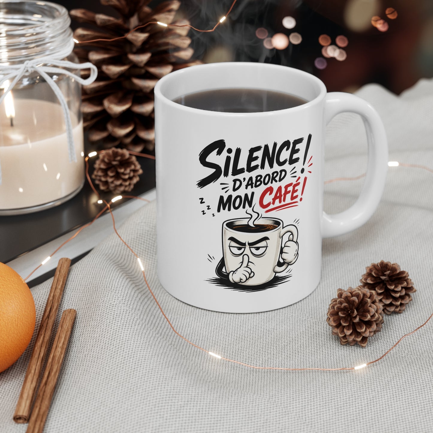 Mug Silence d’Abord Mon Café – Tasse Humour Café – Cadeau Drôle Original Homme Femme – Pause Café