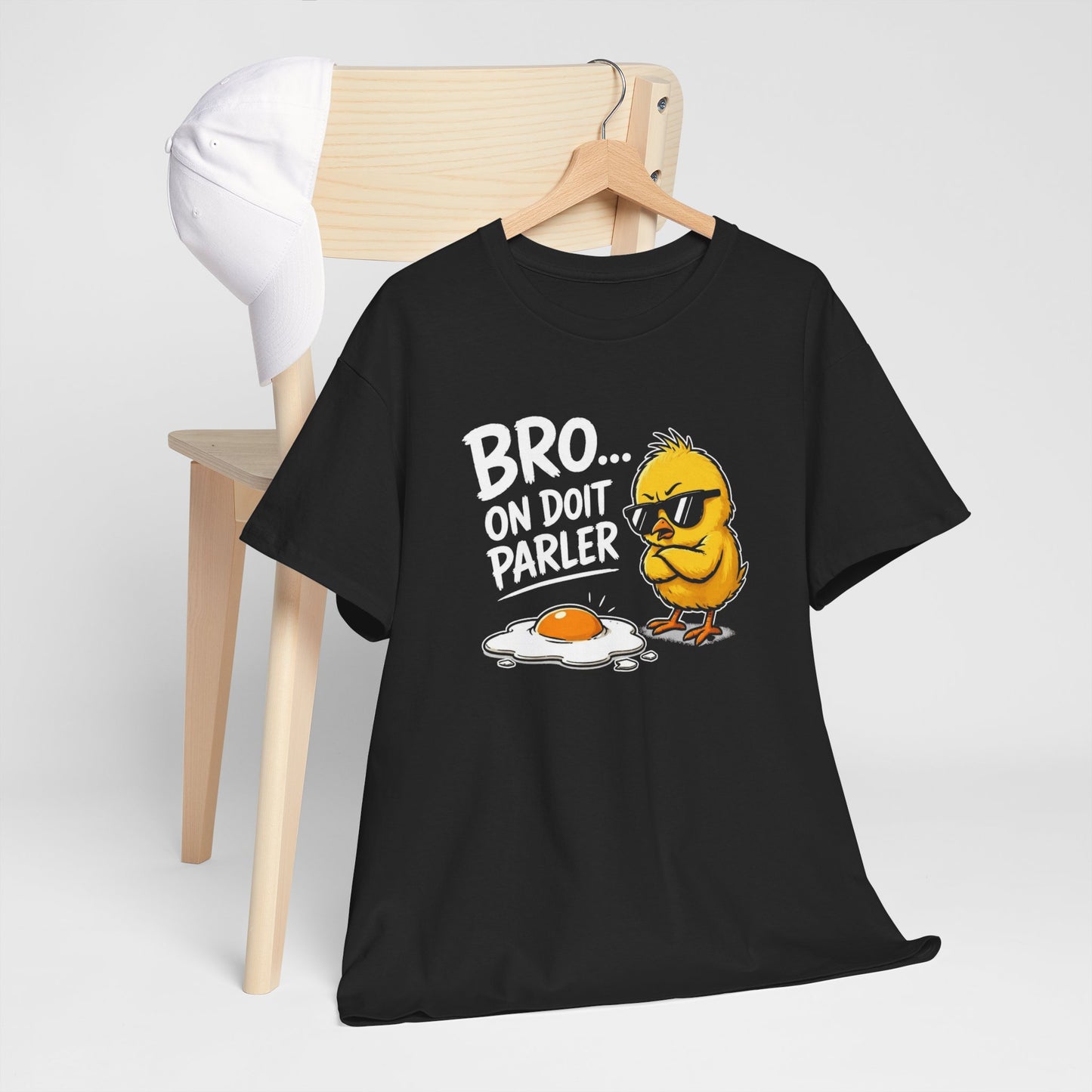 T-Shirt Humour Bro On Doit Parler – Jeu de Mots Œuf Poussin – Tee Shirt Drôle Homme Femme
