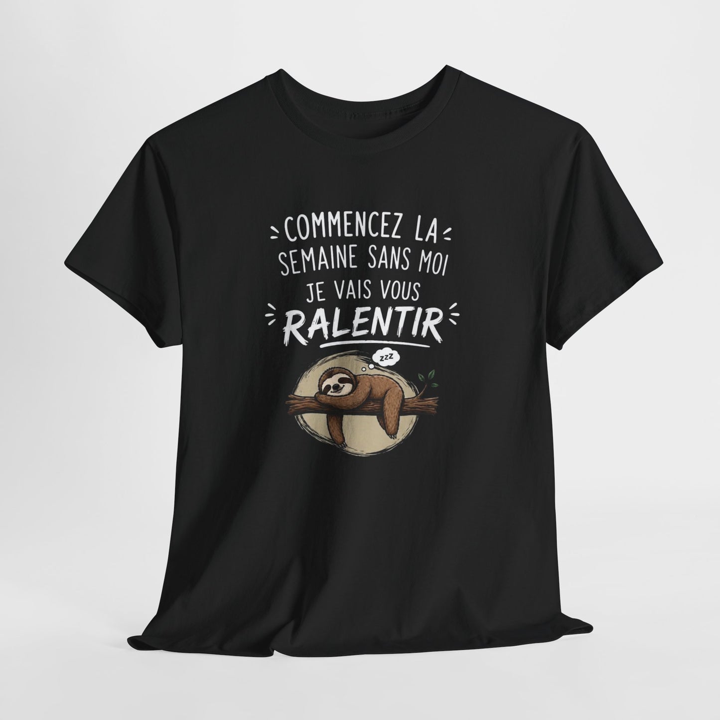 T-Shirt Paresseux Humour Commencez la Semaine Sans Moi – Tee Shirt Drôle Motivation Lundi Fainéant Cadeau Original