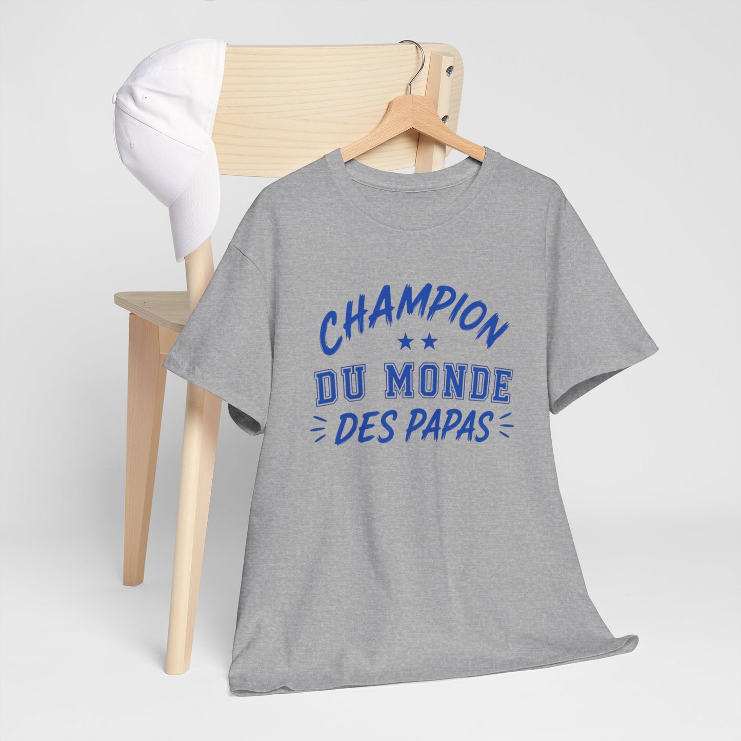 T-Shirt Papa Humour – Champion du Monde des Papas – Tee Shirt Drôle Homme Cadeau Papa