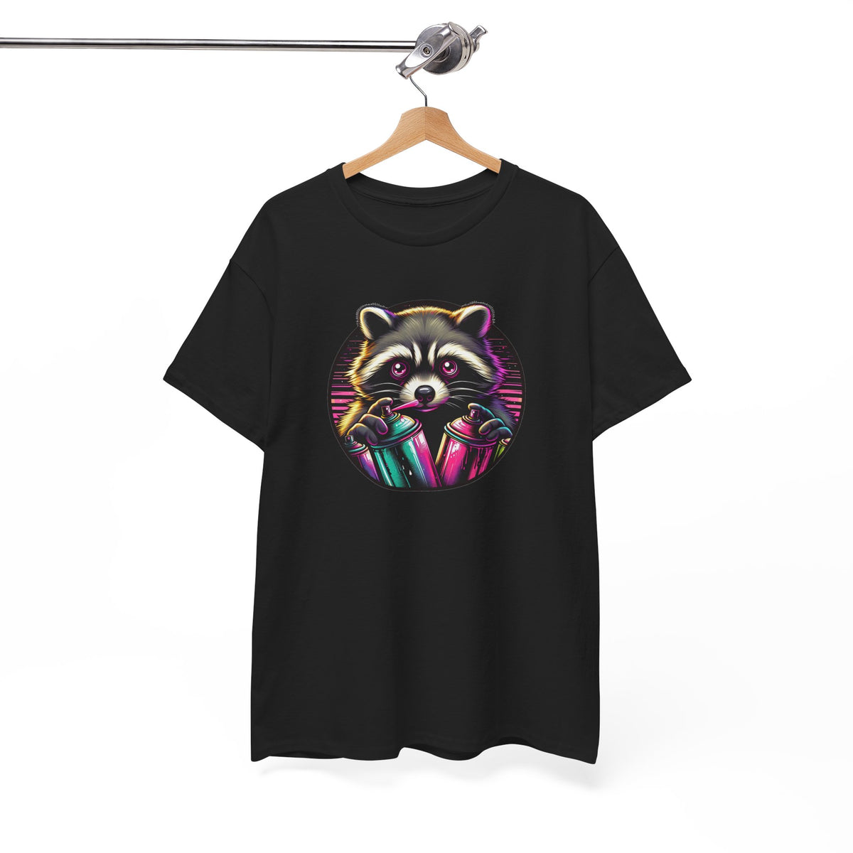 Tee Shirt Raton Laveur Graffiti Homme Femme – T-Shirt Animal Street Art Bombes de Peinture – Design Urbain Coloré