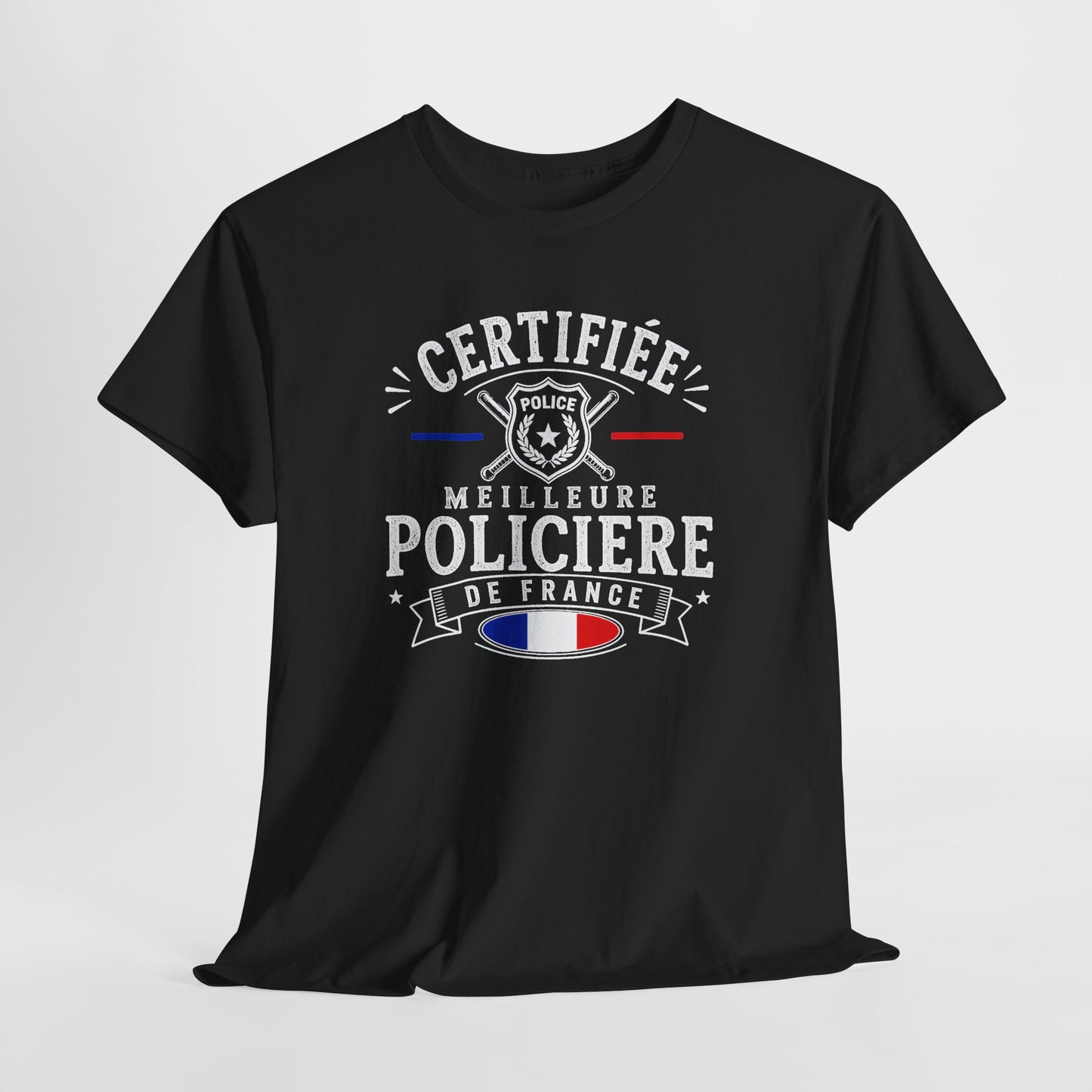 Tee Shirt Policière Femme – Certifiée Meilleure Policière de France – T-Shirt Métier Police Cadeau Original Femme