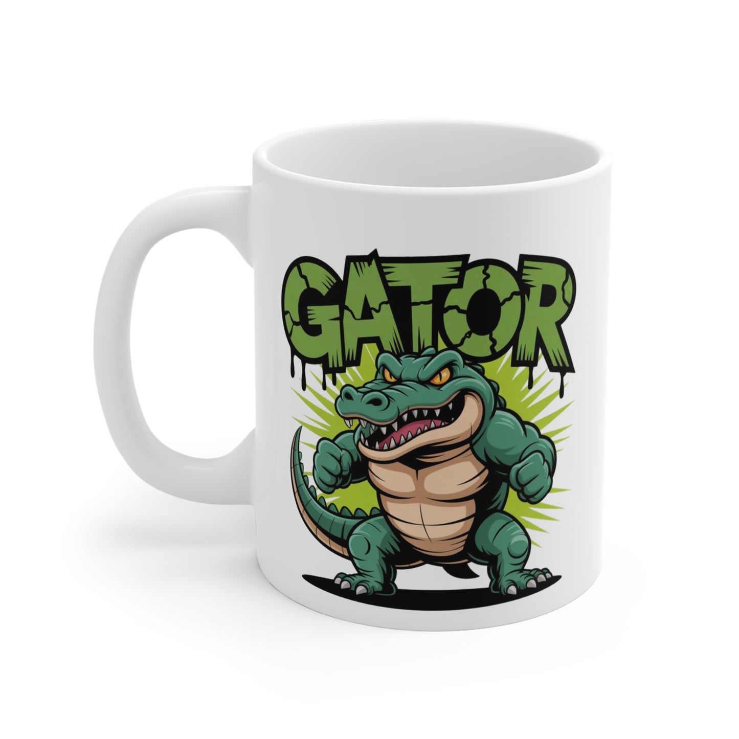 Tasse Alligator 325ml – Mug Gator Cartoon Musclé – Cadeau Original Animal Sauvage Céramique