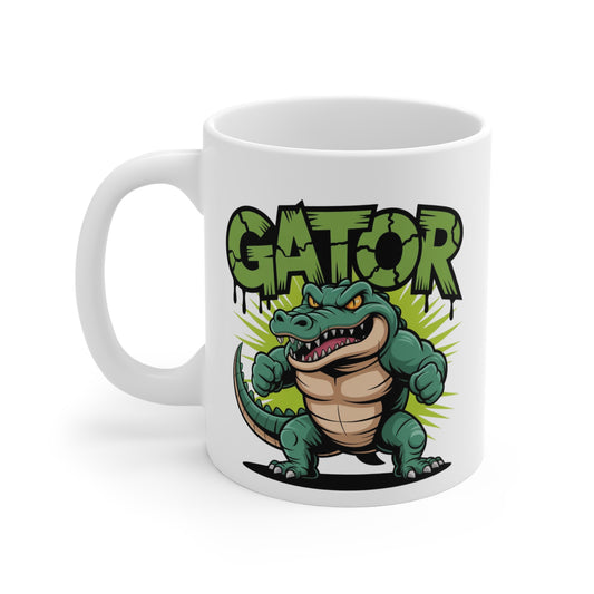 Tasse Alligator 325ml – Mug Gator Cartoon Musclé – Cadeau Original Animal Sauvage Céramique