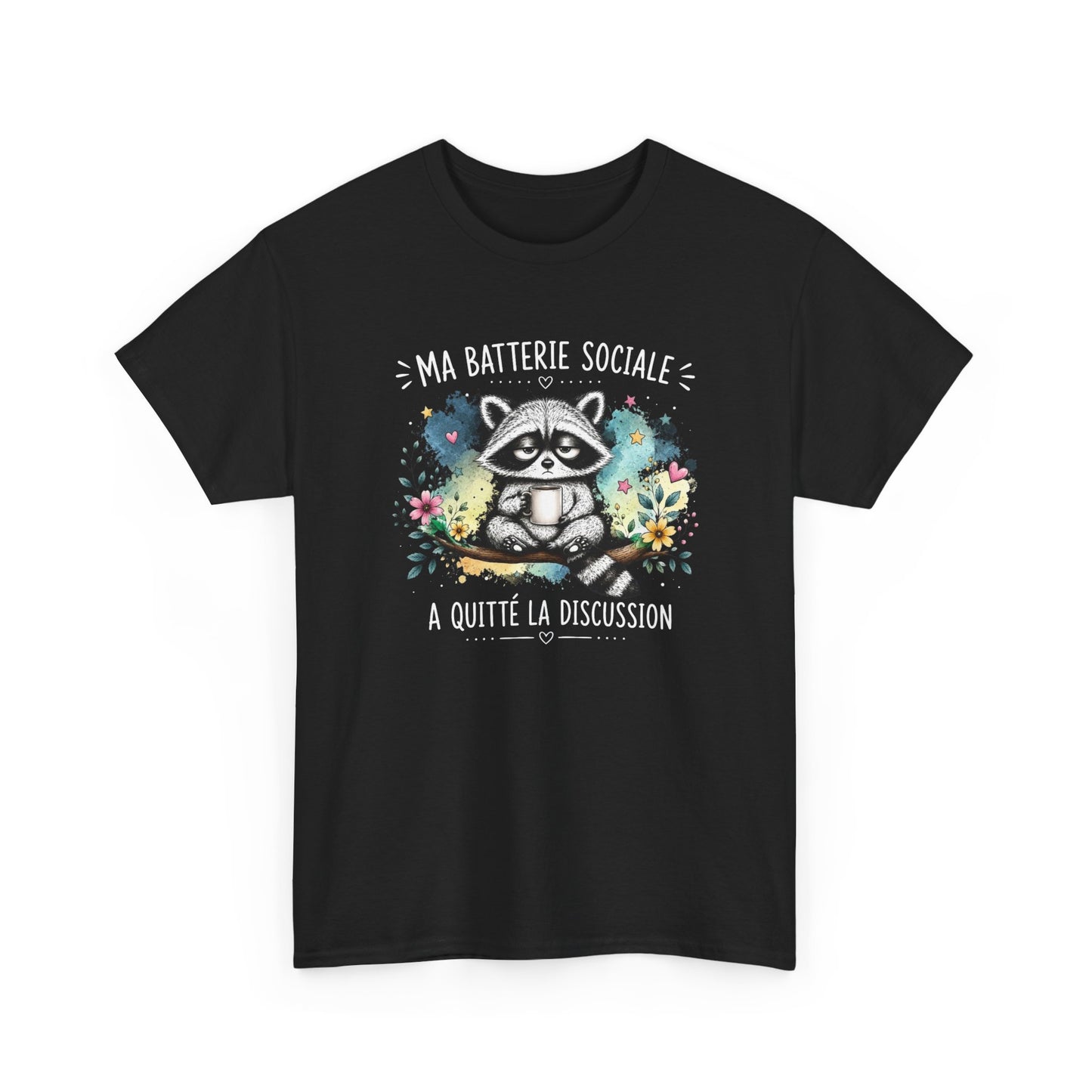 Tee-Shirt Humour Homme et Femme – Raton Laveur Drôle Fatigué – Idée Cadeau Original Introverti Animal Mignon Anniversaire