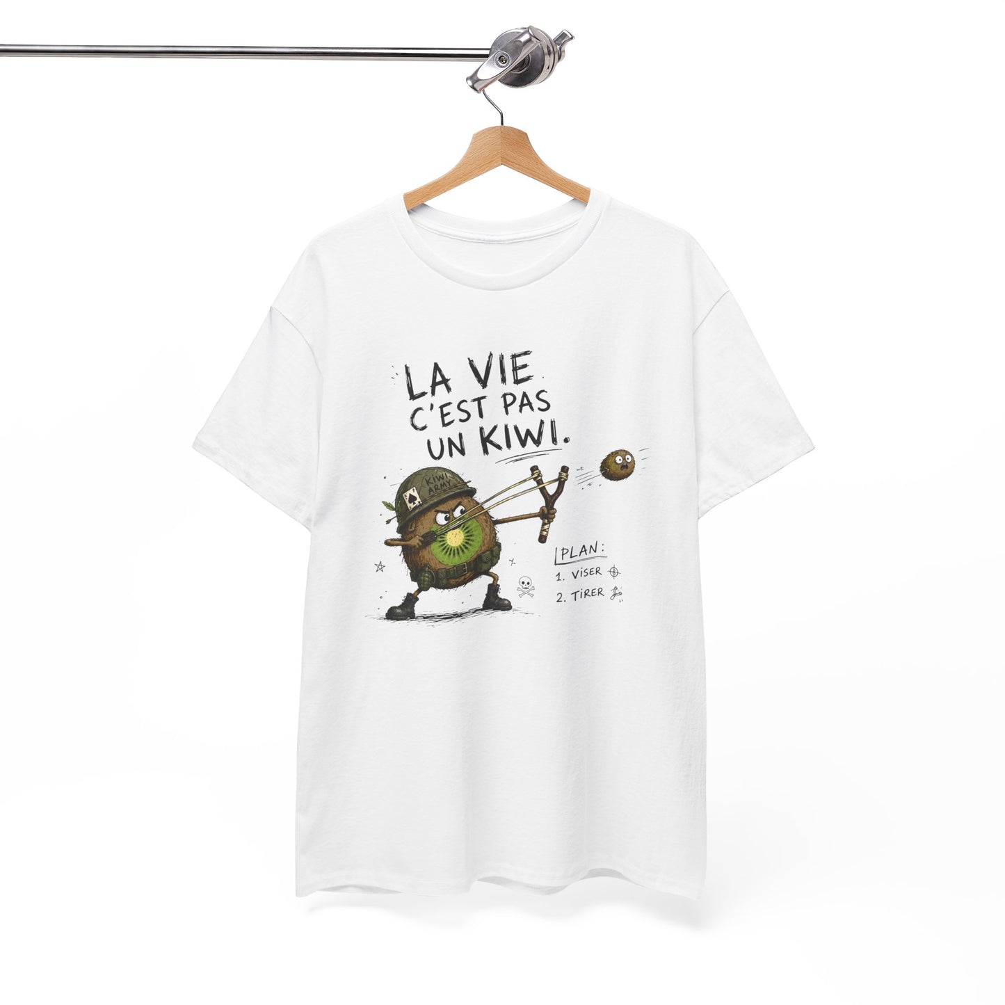 Tee-Shirt La Vie C'est Pas Un Kiwi Homme et Femme – Kiwi Soldat Humour Absurde Cadeau Drôle Original