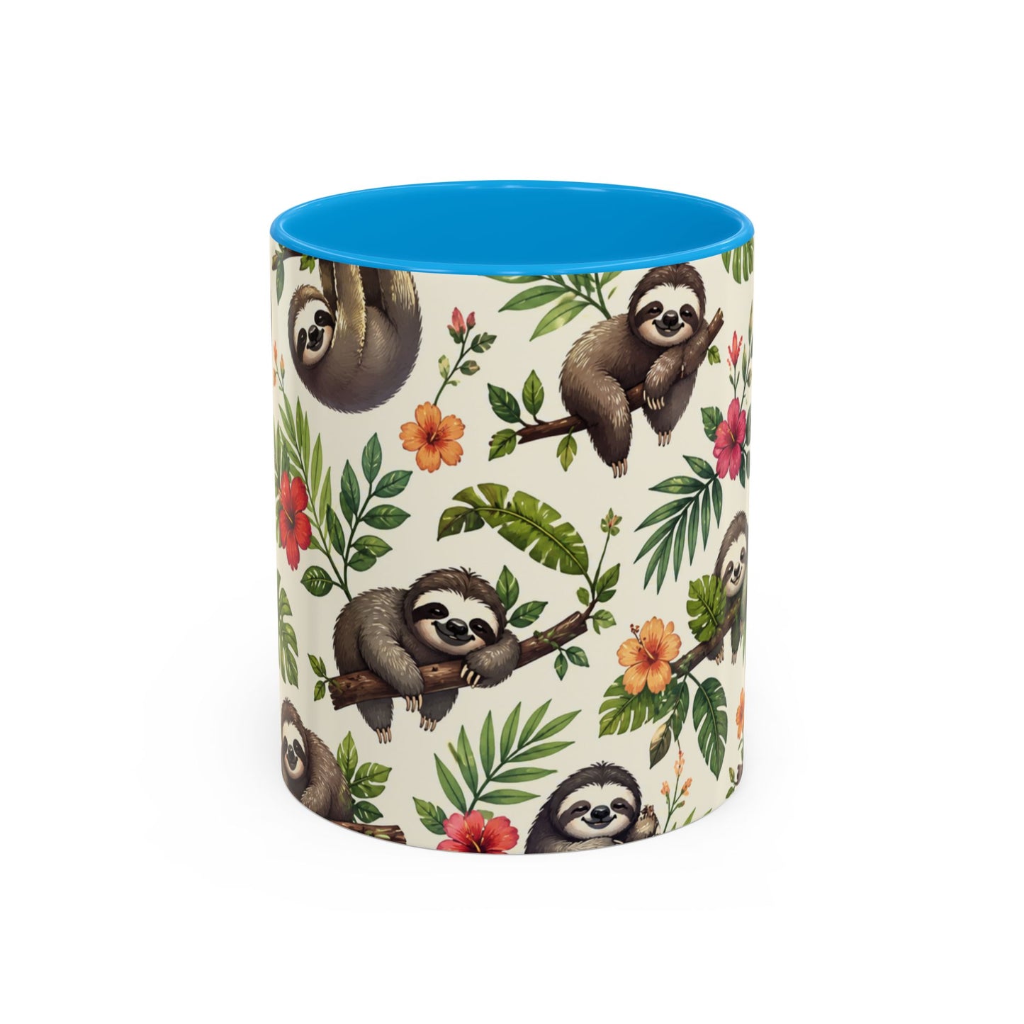 Tasse Paresseux Mignons – Mug Jungle Tropicale et Fleurs – Design Animal Kawaii et Nature – Céramique 325ml