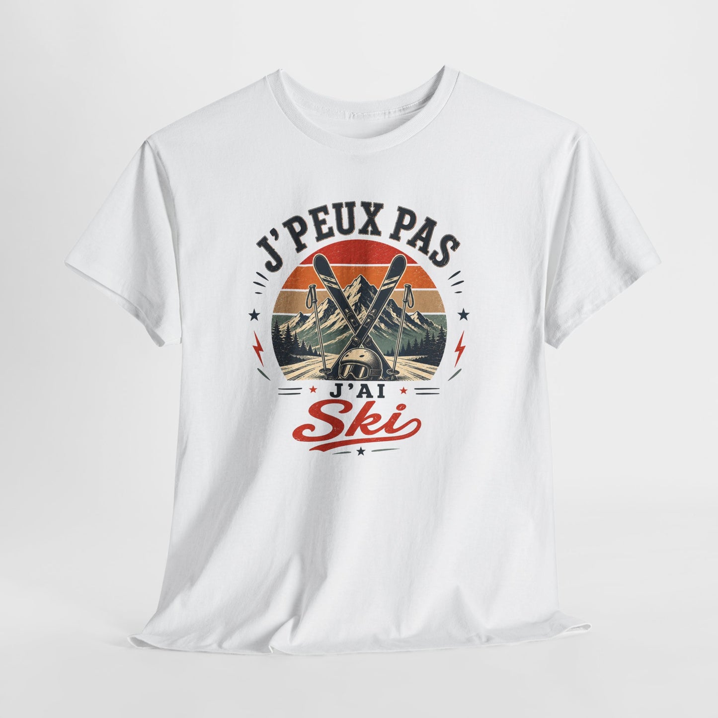 T-Shirt Ski Homme Femme – J’Peux Pas J’Ai Ski – Tee Shirt Vintage Sports d’Hiver Montagne Skieur Skieuse Station de Ski Cadeau Passion Glisse