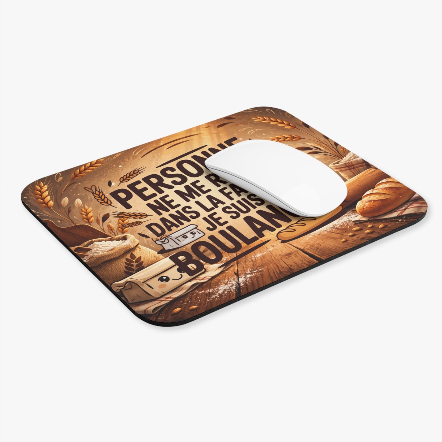 Tapis de Souris 22X18cm Personne Ne Me Roule Dans La Farine Je Suis Boulanger – Cadeau Humour Boulanger Pâtissier Homme Femme – Accessoire Bureau Gaming