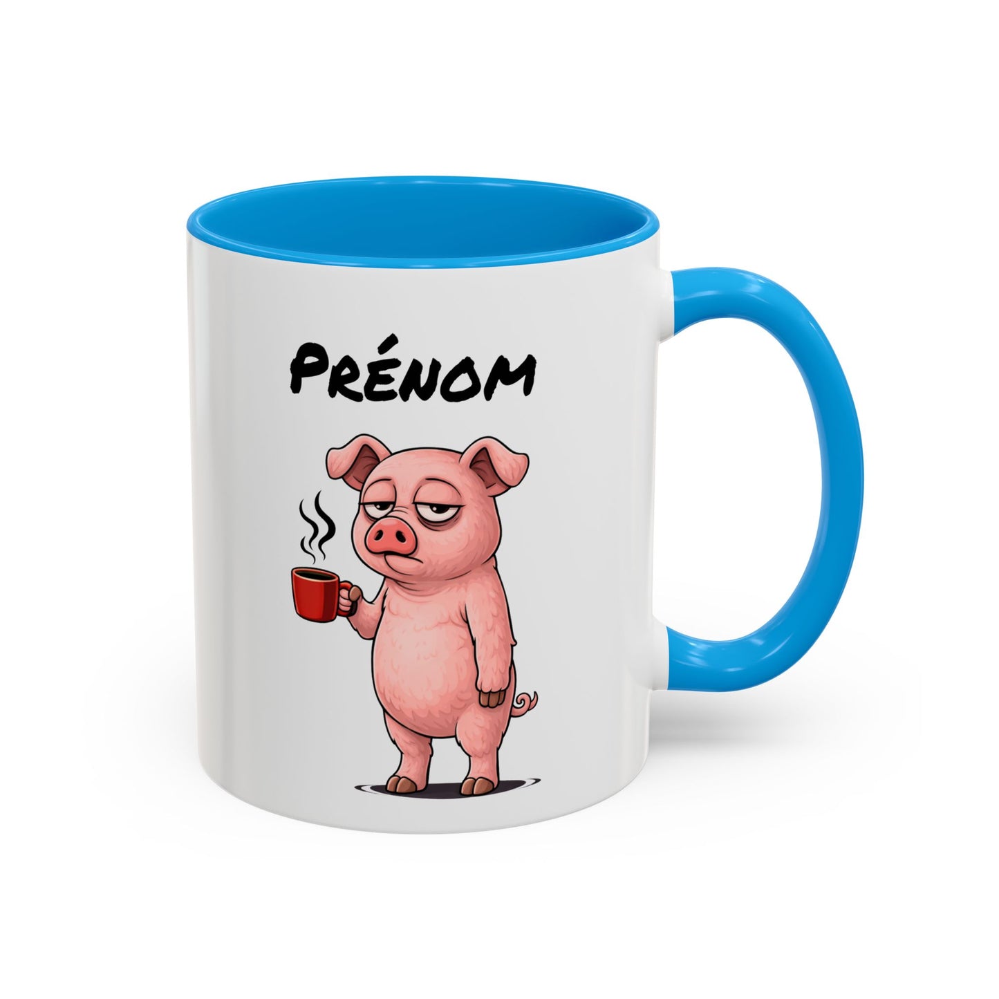 Tasse Cochon avec Café – Mug Animal Humoristique Fatigue – Illustration Cartoon 325ml