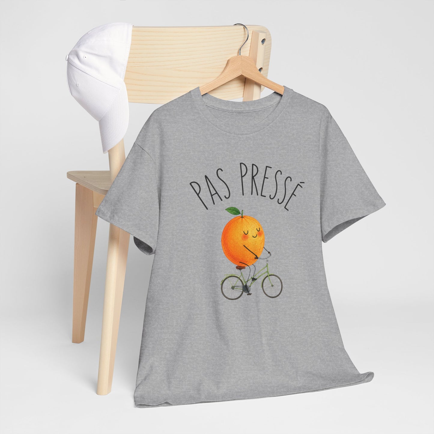 Tee Shirt Pas Pressé Orange à Vélo – T-Shirt Humour Fruit Mignon – Cadeau Homme Femme Original