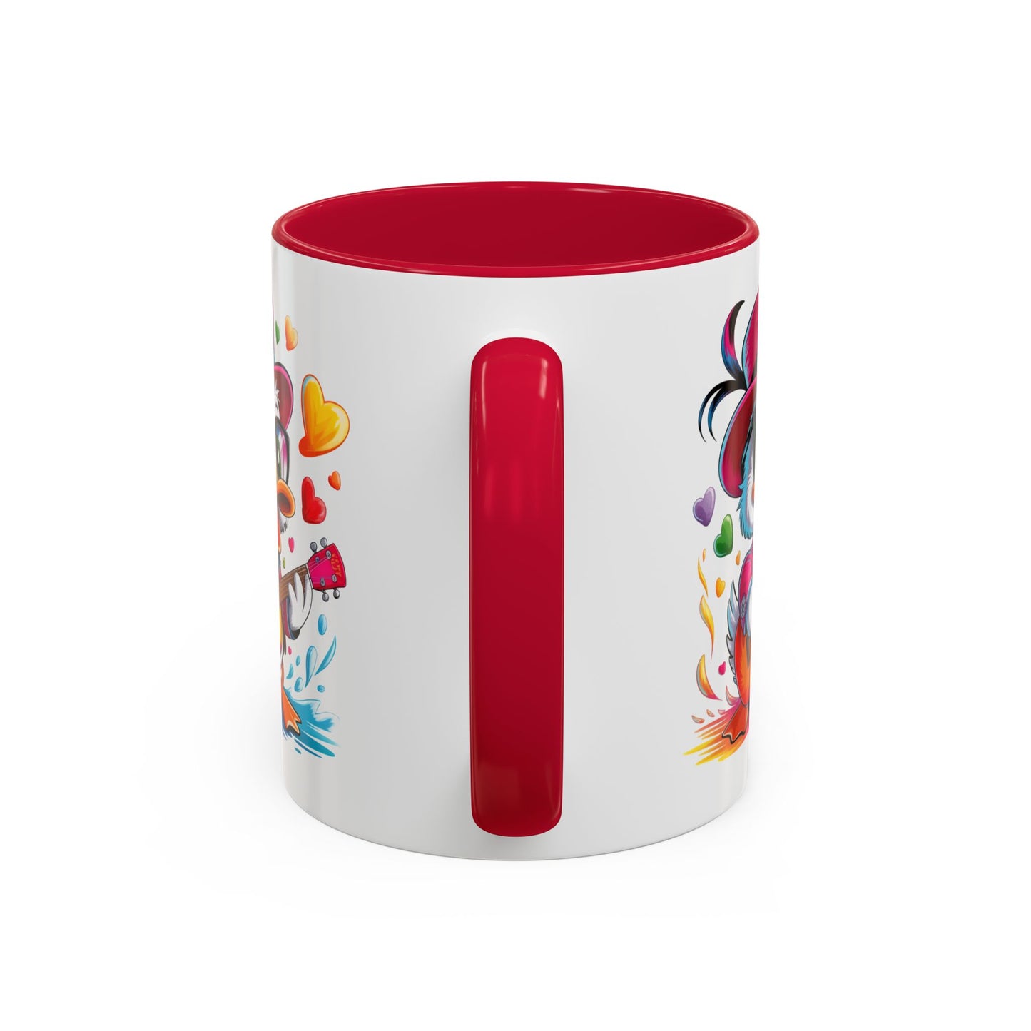 Mug Canard Musicien Stylé – Tasse Design Fun avec Guitare, Lunettes et Cœurs – Cadeau Original 325ml