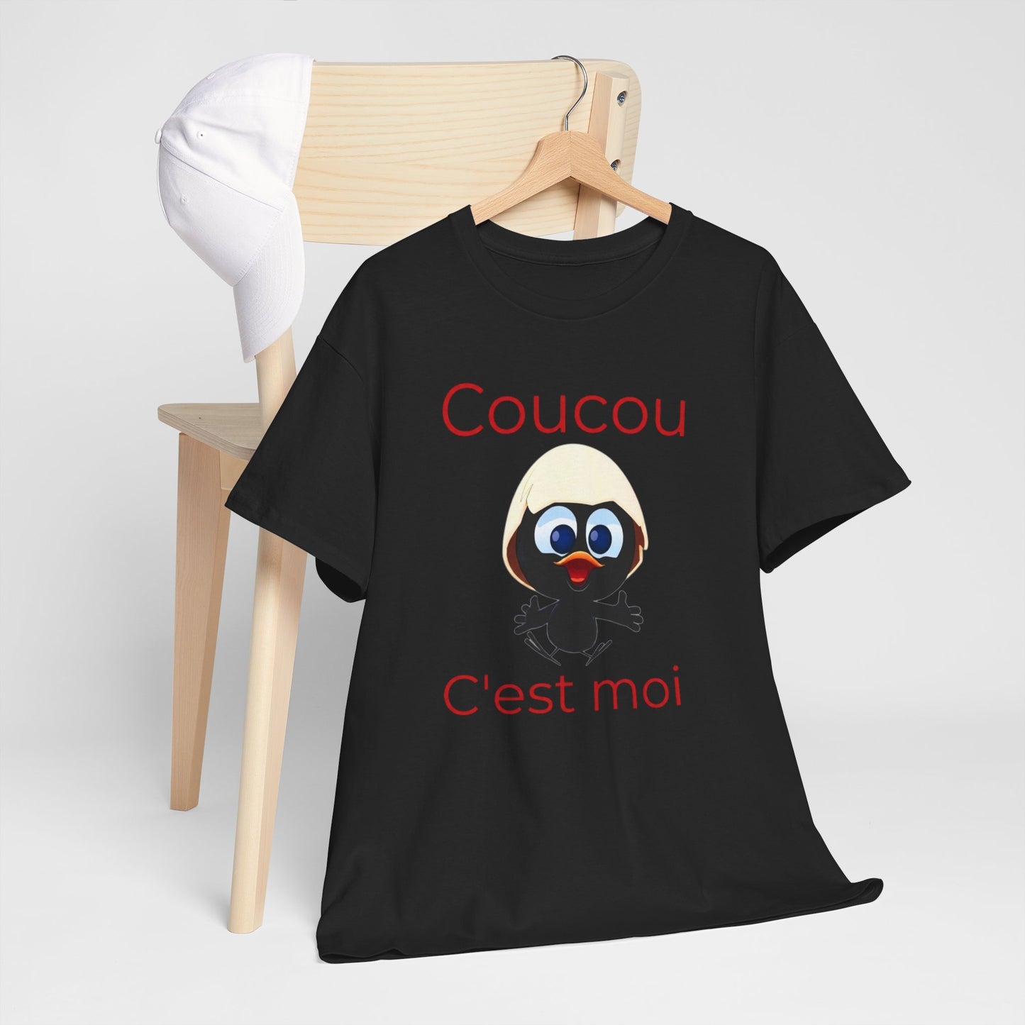 T-Shirt Calimero Cartoon Humour – Coucou C’est Moi Rouge – Tee Shirt Vintage Drôle Homme Femme