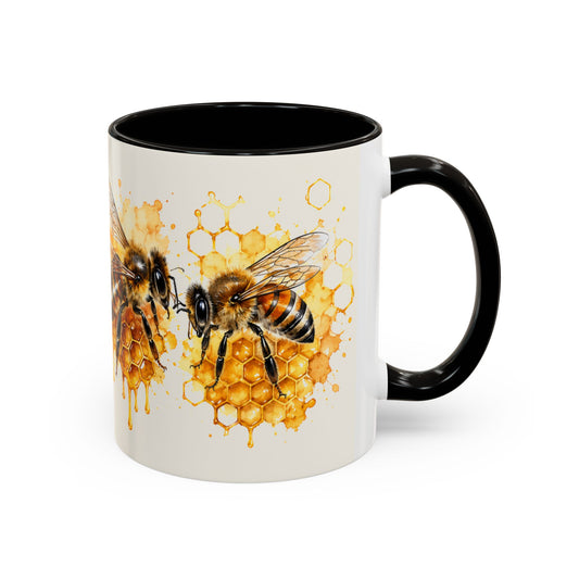 Tasse Abeilles Miel – Mug Apiculture avec Ruche et Rayon de Miel – Cadeau Nature 325ml