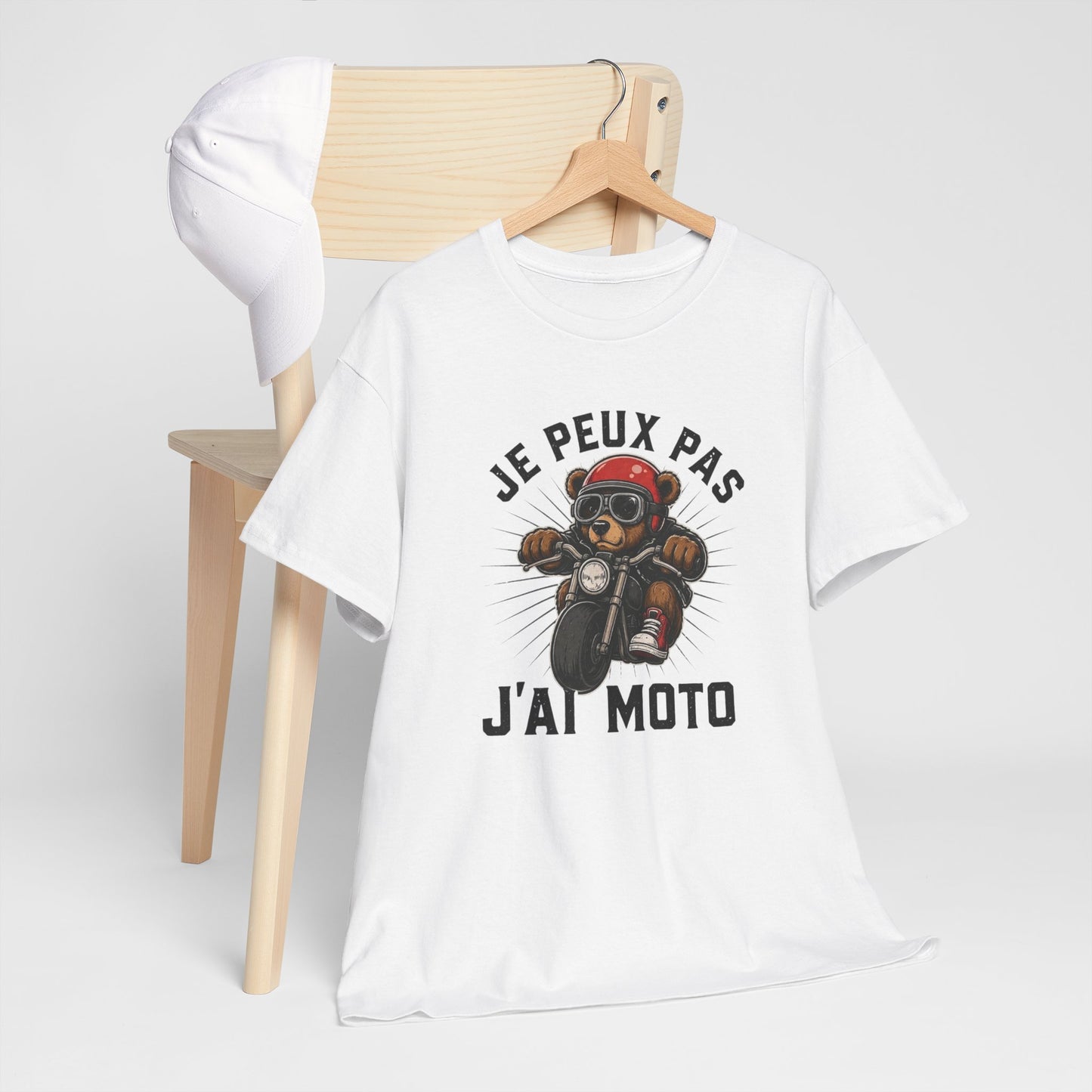 T-Shirt Je Peux Pas J’ai Moto Homme Femme – Tee Shirt Motard Humour – Cadeau Biker Moto Noir Blanc Gris
