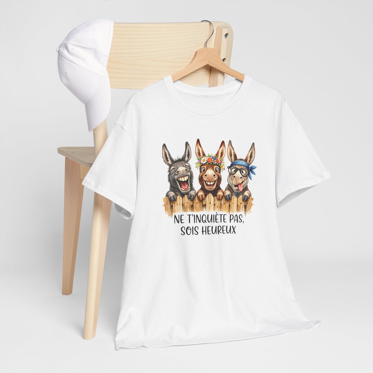 Tee-Shirt Homme et Femme Humour – Ânes Drôles et Rigolos – Cadeau Original Amusant pour Amoureux des Animaux