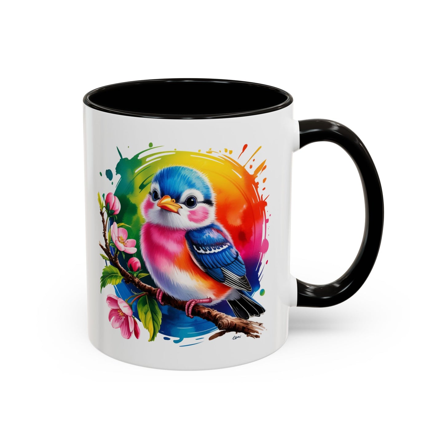 Mug Oiseau Multicolore – Tasse Design Artistique Oiseau et Fleurs Nature – Cadeau Original 325ml