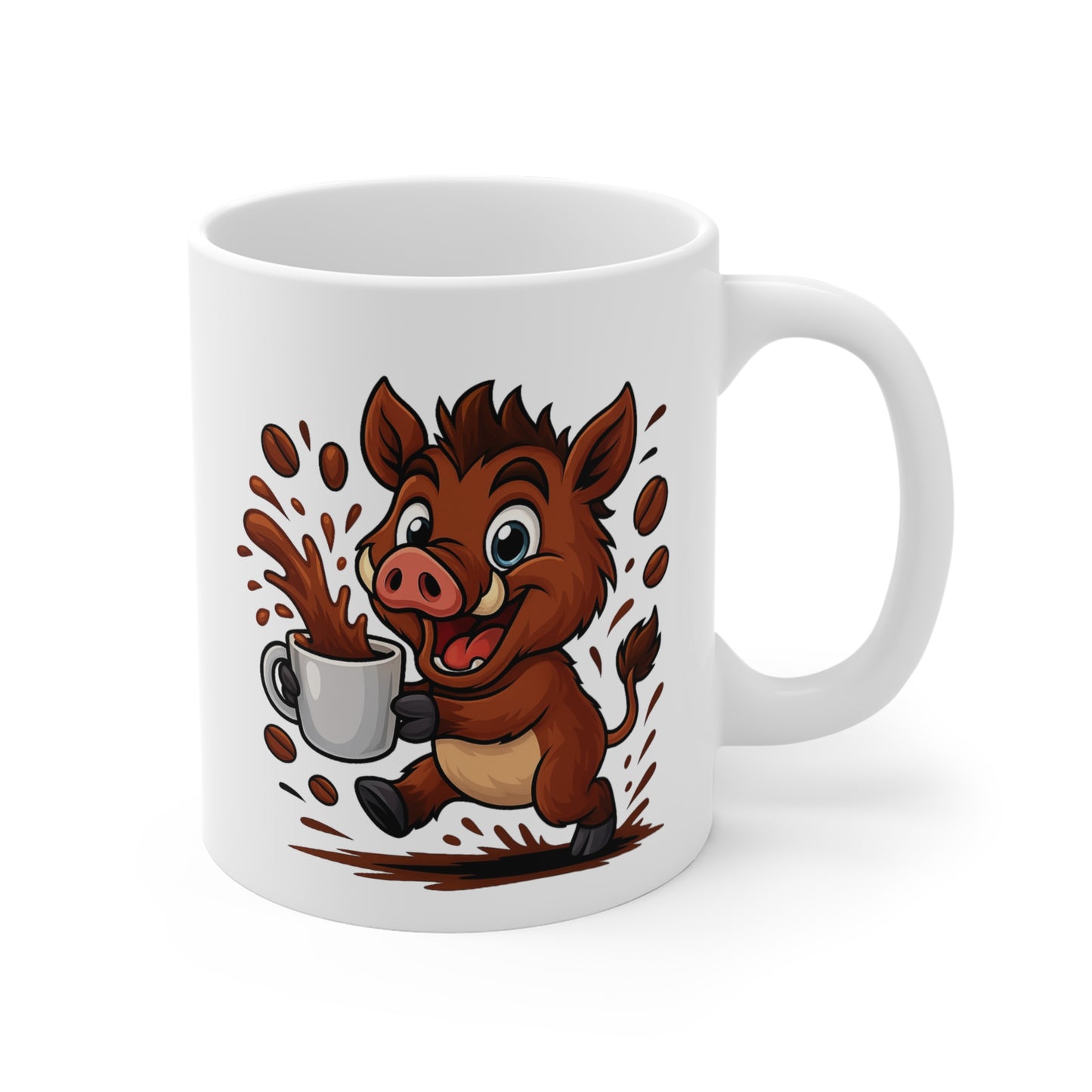 Mug Sanglier Mignon – Tasse Cartoon en Céramique 325ml – Animal de la Forêt et Café