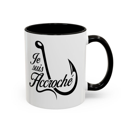 Mug Pêche Humoristique – Tasse Passion Pêcheur – Cadeau Homme Amateur de Poissons, Lac et Rivière – 325 ml Noir Bleu Rouge