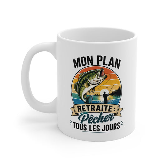 Mug Retraite Pêche – Tasse Humoristique Poisson – Cadeau Homme Futur Retraité Passionné de Loisirs en Plein Air – 325 ml