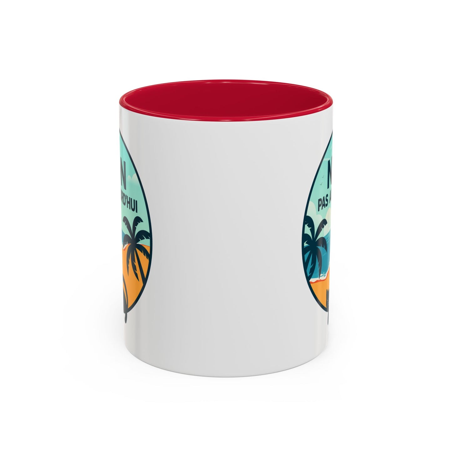 Tasse Chat Homme et Femme – Non Pas Aujourd'hui – Mug Humour Chat Relax Plage Vacances – Cadeau Original pour Amoureux des Chats – 325 ml