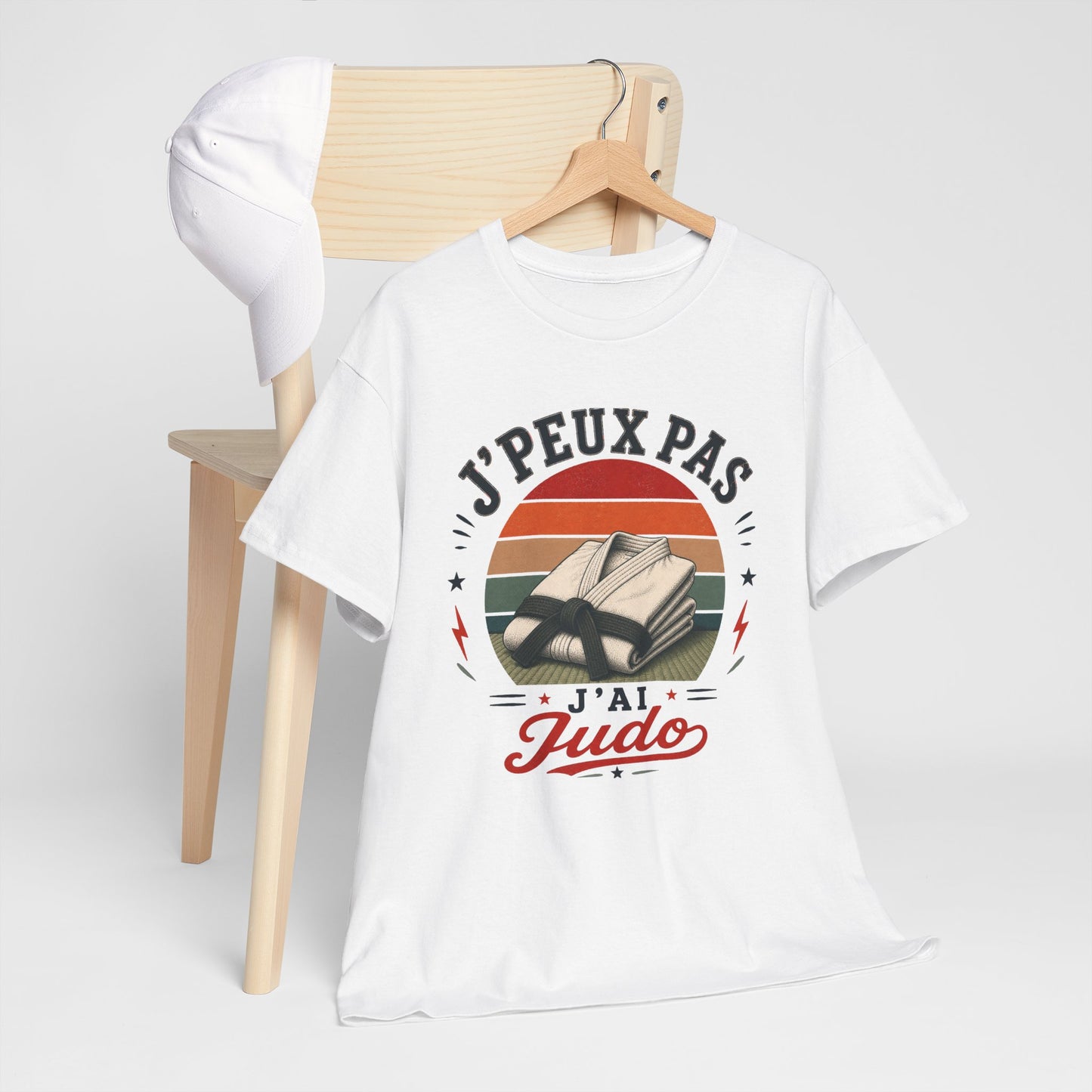 T-Shirt J’Peux Pas J’Ai Judo – Tee Shirt Judoka Vintage – Cadeau Arts Martiaux Dojo Ceinture Blanche Homme Femme