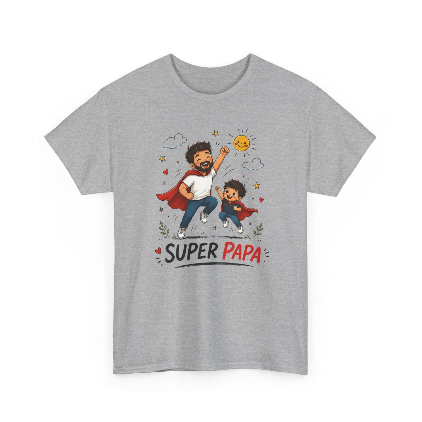 Tee-Shirt Super Papa – Cadeau Fête des Pères – Papa Héros avec Fils – Tee-Shirt Homme Amour Famille Père Enfant