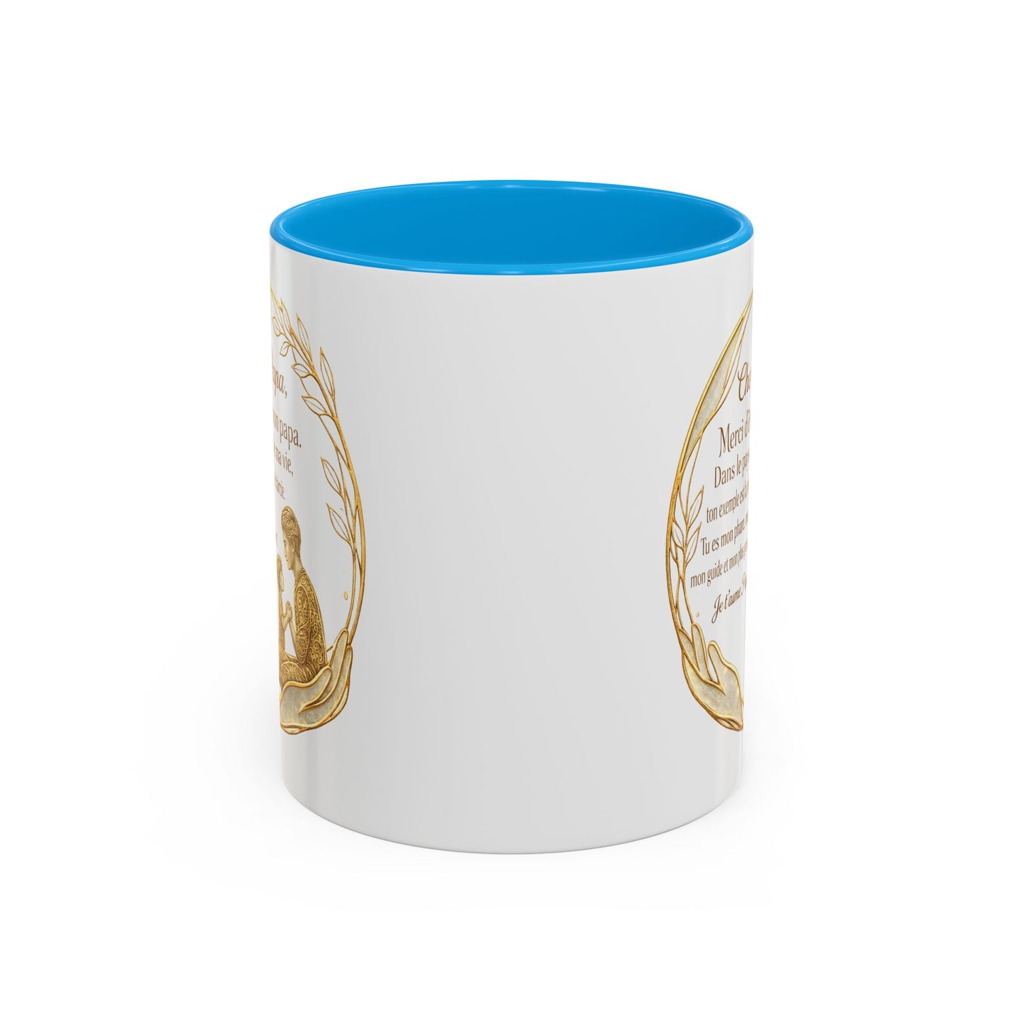 Tasse Papa Message Amour 325ml – Mug Céramique Cadeau Père Élégant Doré Citation Touchante Famille