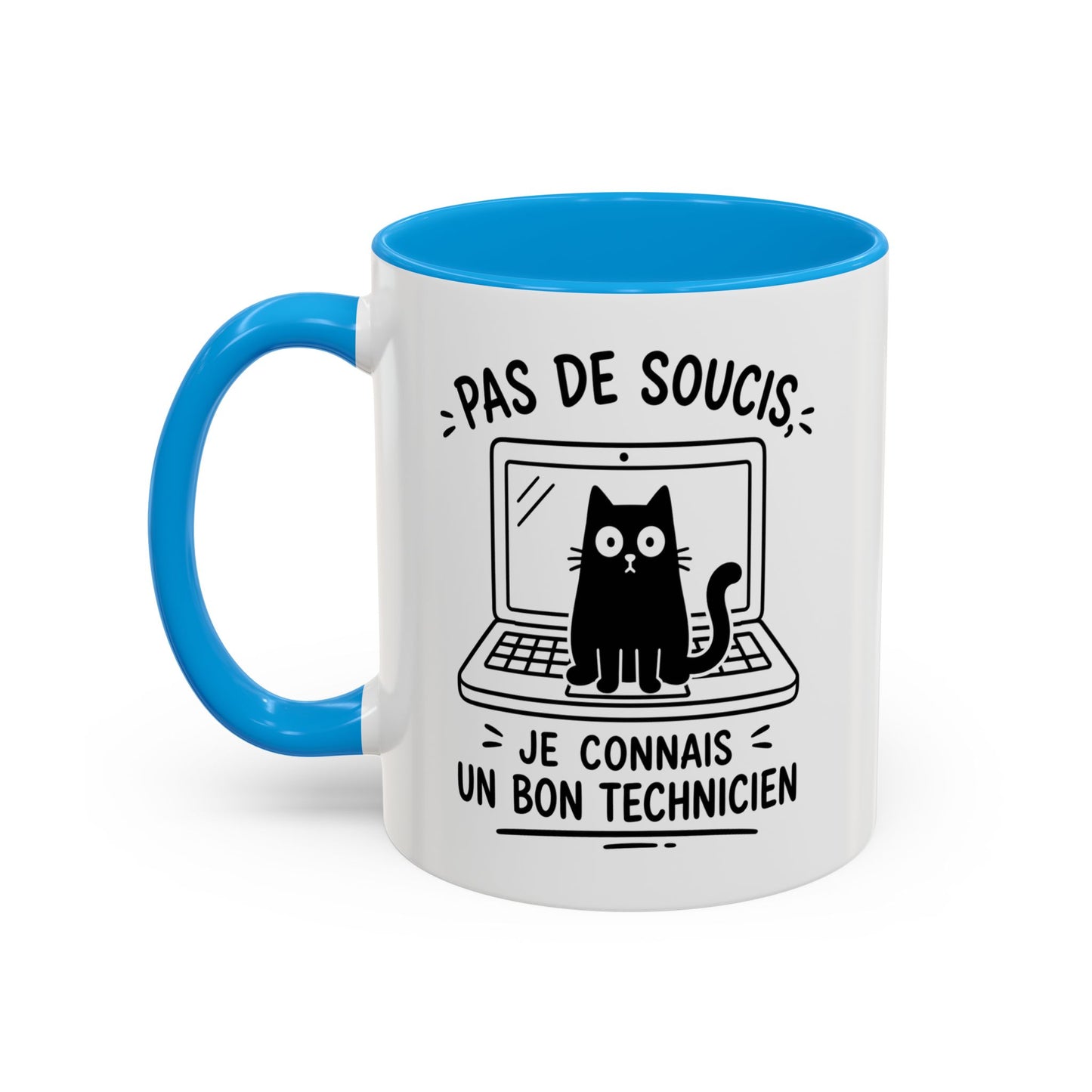Tasse Humour Informatique Homme et Femme – Mug Drôle Chat Ordinateur Technicien – Cadeau Original Geek Informaticien 325 ml