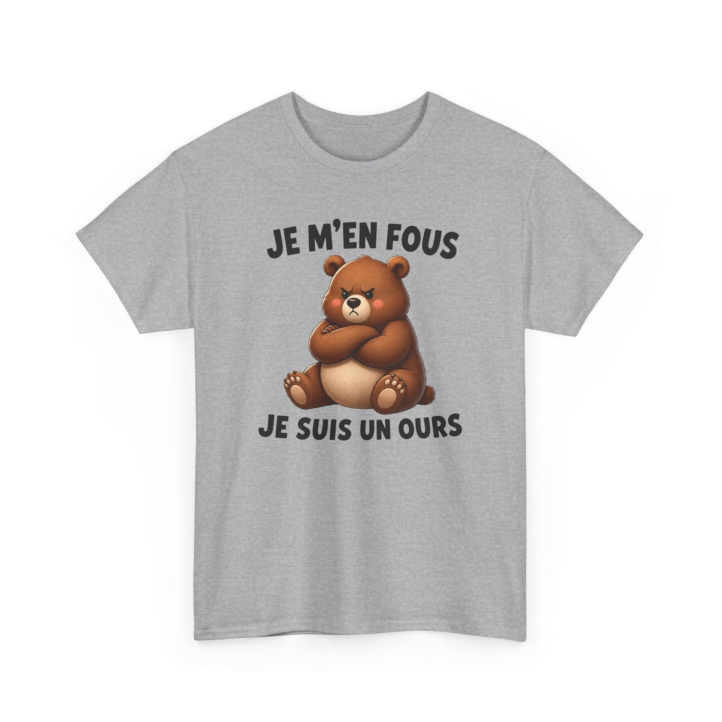Tee Shirt Je M’En Fous Je Suis Un Ours – T-Shirt Humour Ours Grincheux – Cadeau Homme Femme Animal Mignon et Sarcastique