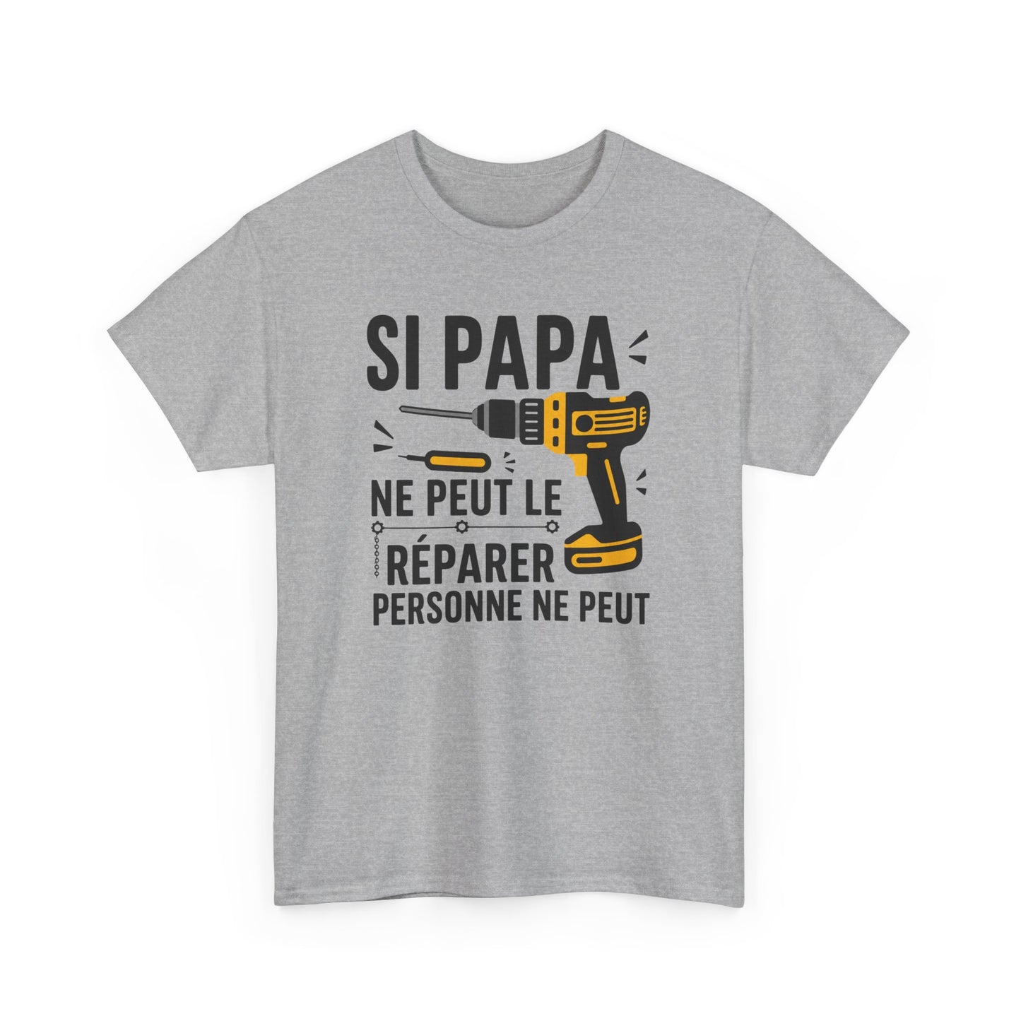 Tee-Shirt Papa Bricoleur Humour – Cadeau Père Bricolage Atelier Outils Perceuse Homme