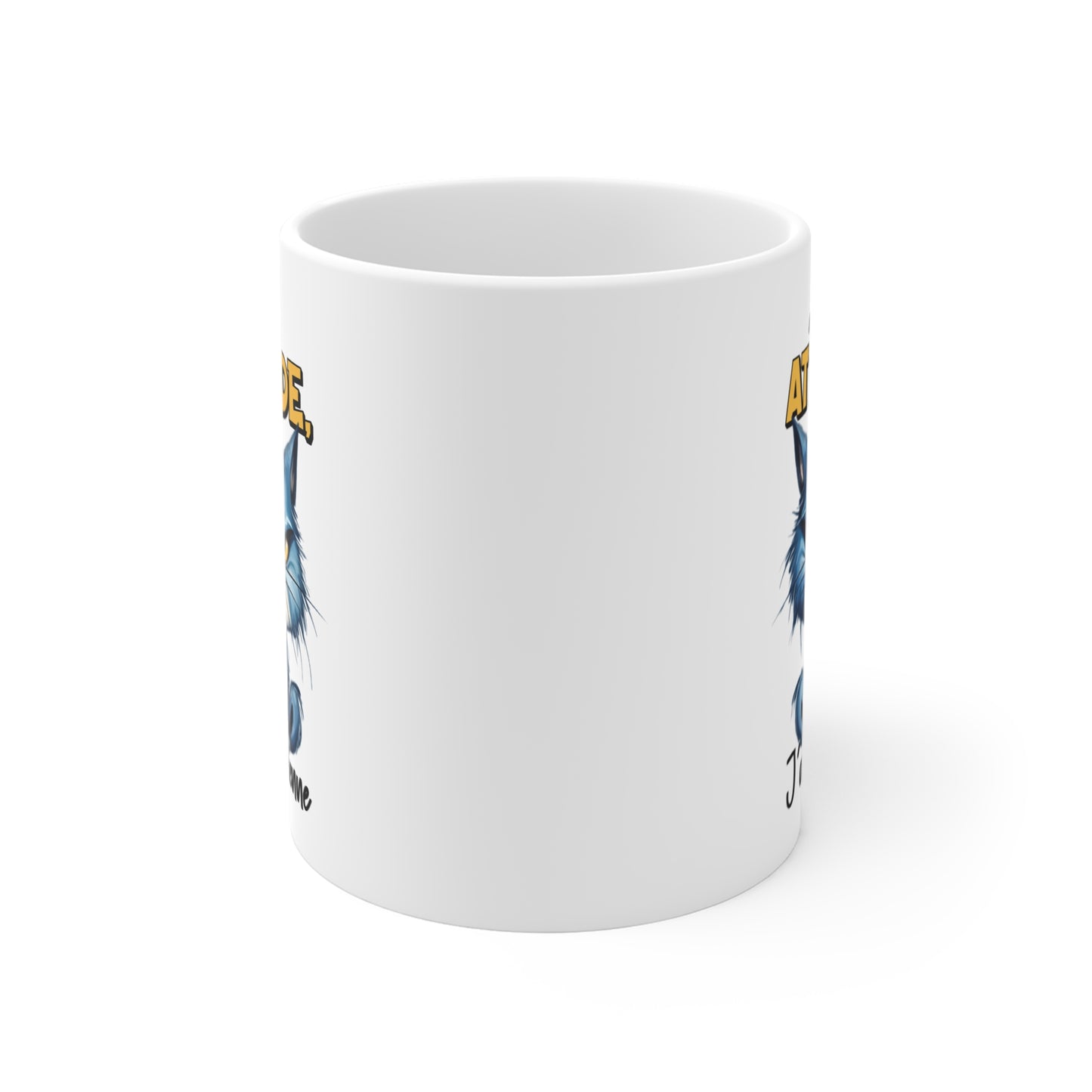 Tasse Garde Ton Attitude J’Ai La Mienne – Mug Chat Grincheux Humour – Idée Cadeau Amusant Homme Femme 325ml