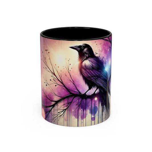 Mug Corbeau Mystique – Tasse Gothique Violet et Bleu avec Oiseau Fantastique – Cadeau Fantasy et Univers Sombre 325ml