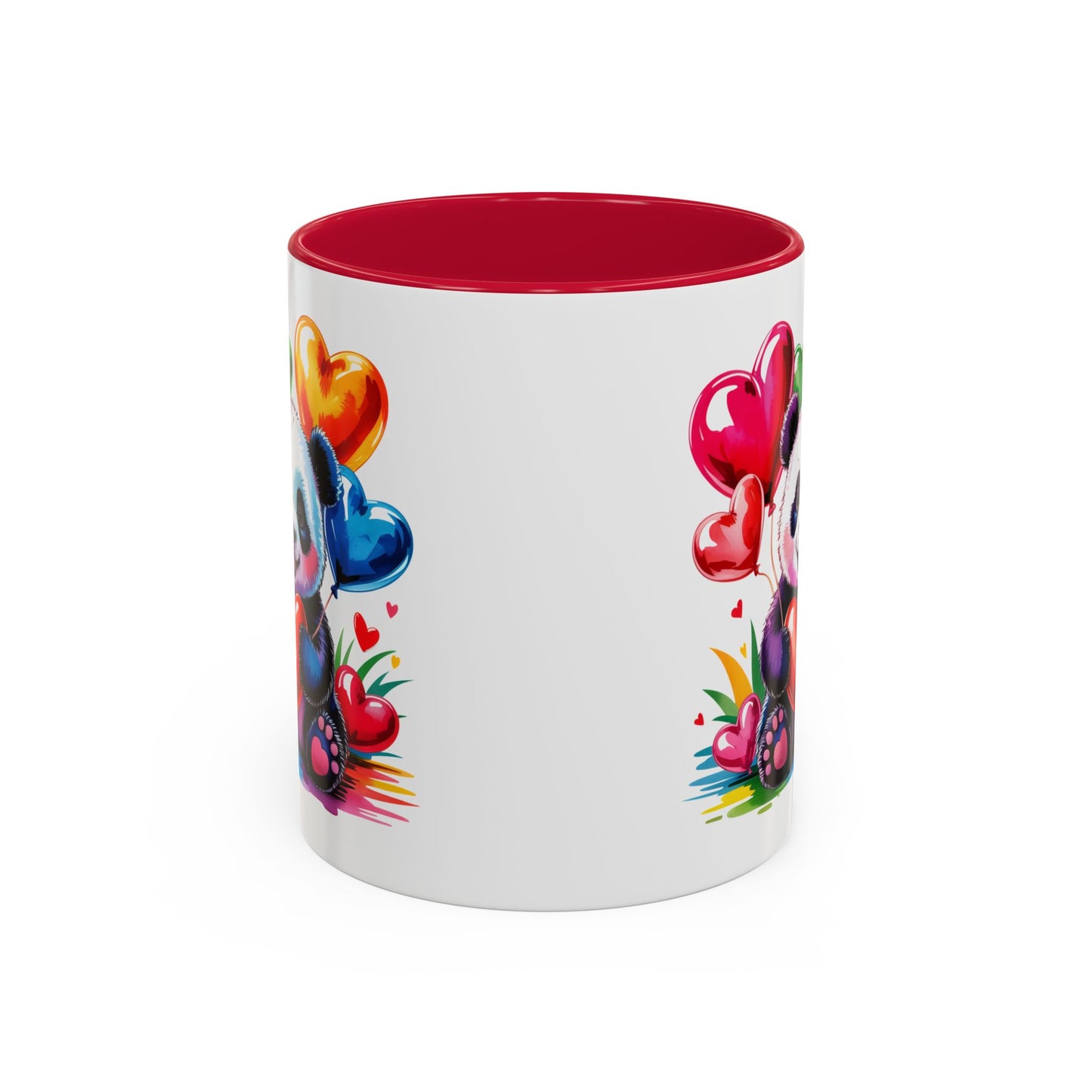 Mug Panda Kawaii avec Ballons Cœur Colorés – Tasse Mignonne Cadeau Original Amoureux des Animaux – Céramique 325ml