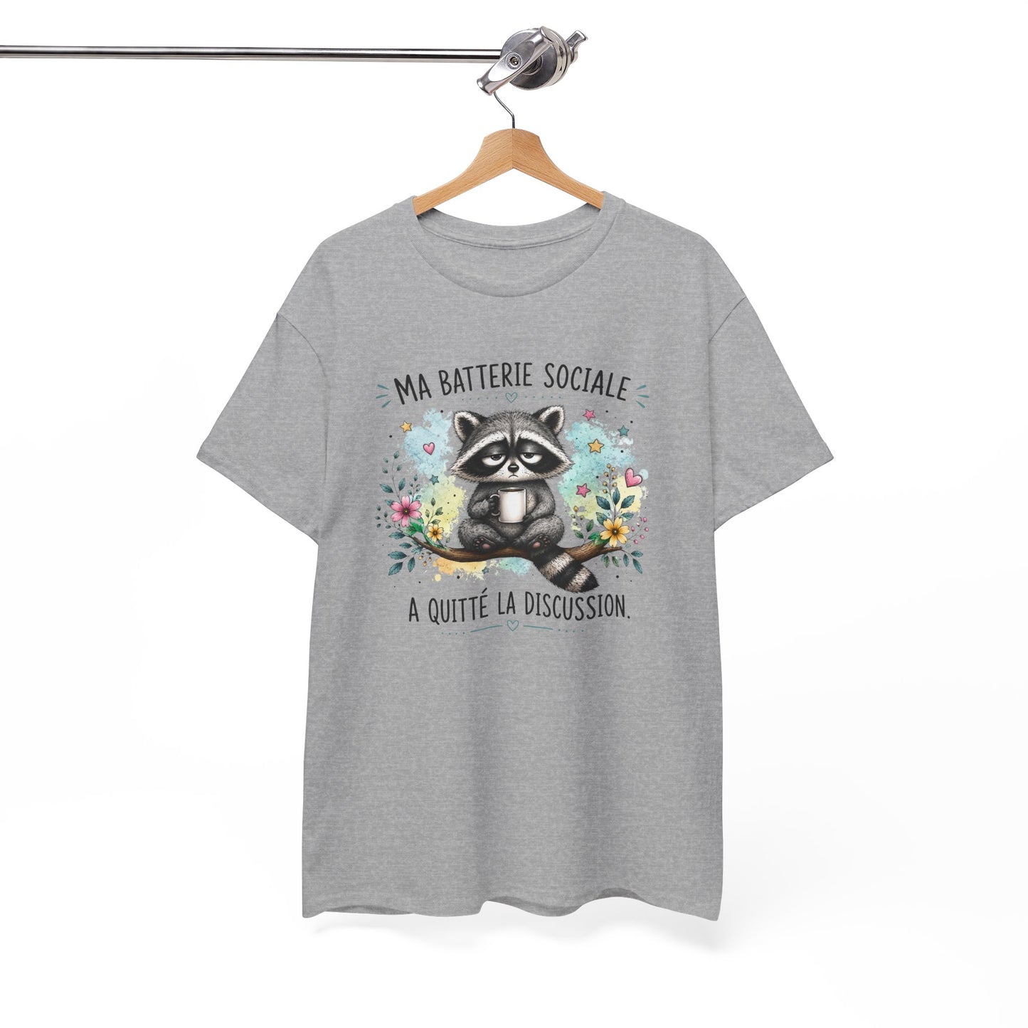 Tee-Shirt Humour Homme et Femme – Raton Laveur Drôle Fatigué – Idée Cadeau Original Introverti Animal Mignon Anniversaire