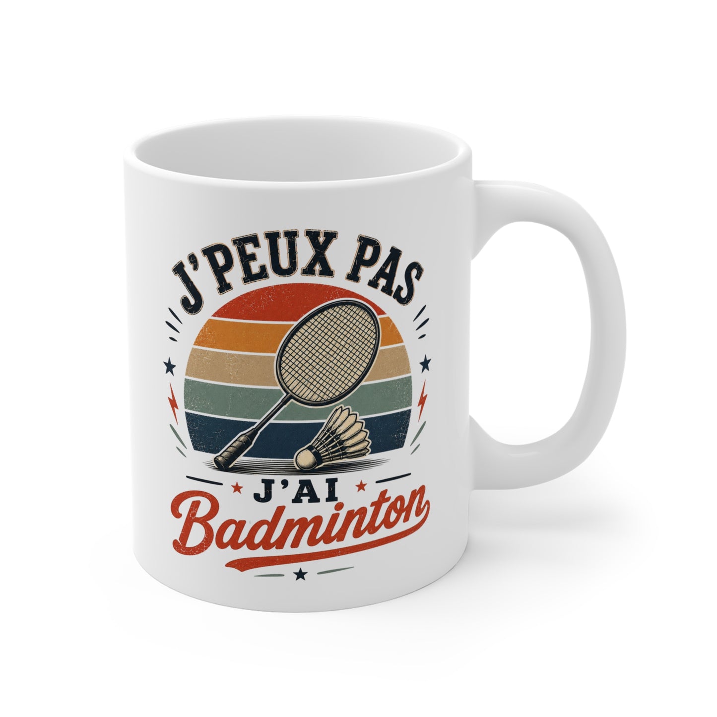 Tasse J’Peux Pas J’Ai Badminton – Mug Humour Joueur Badminton Vintage – Cadeau Sport Homme Femme 325ml