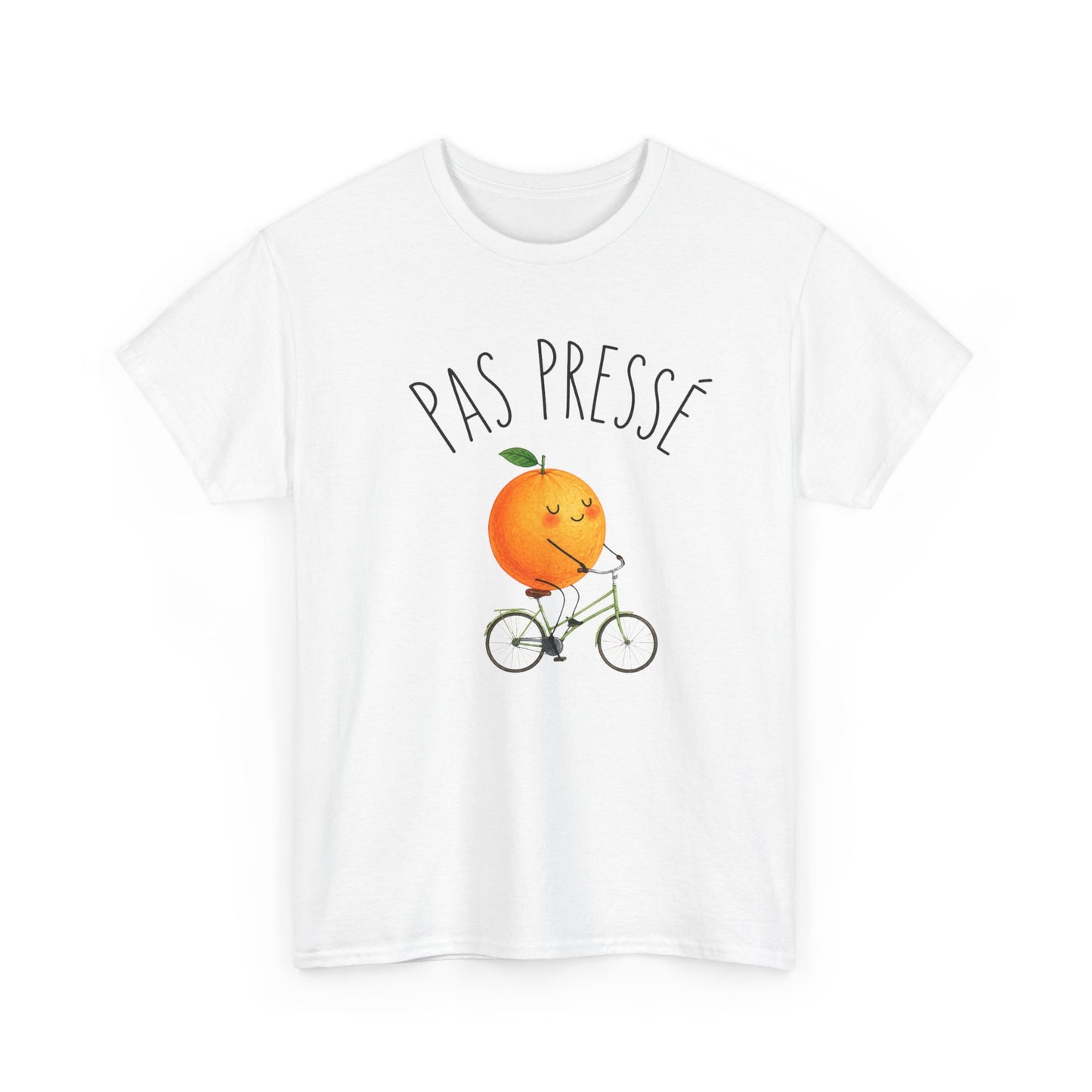Tee Shirt Pas Pressé Orange à Vélo – T-Shirt Humour Fruit Mignon – Cadeau Homme Femme Original