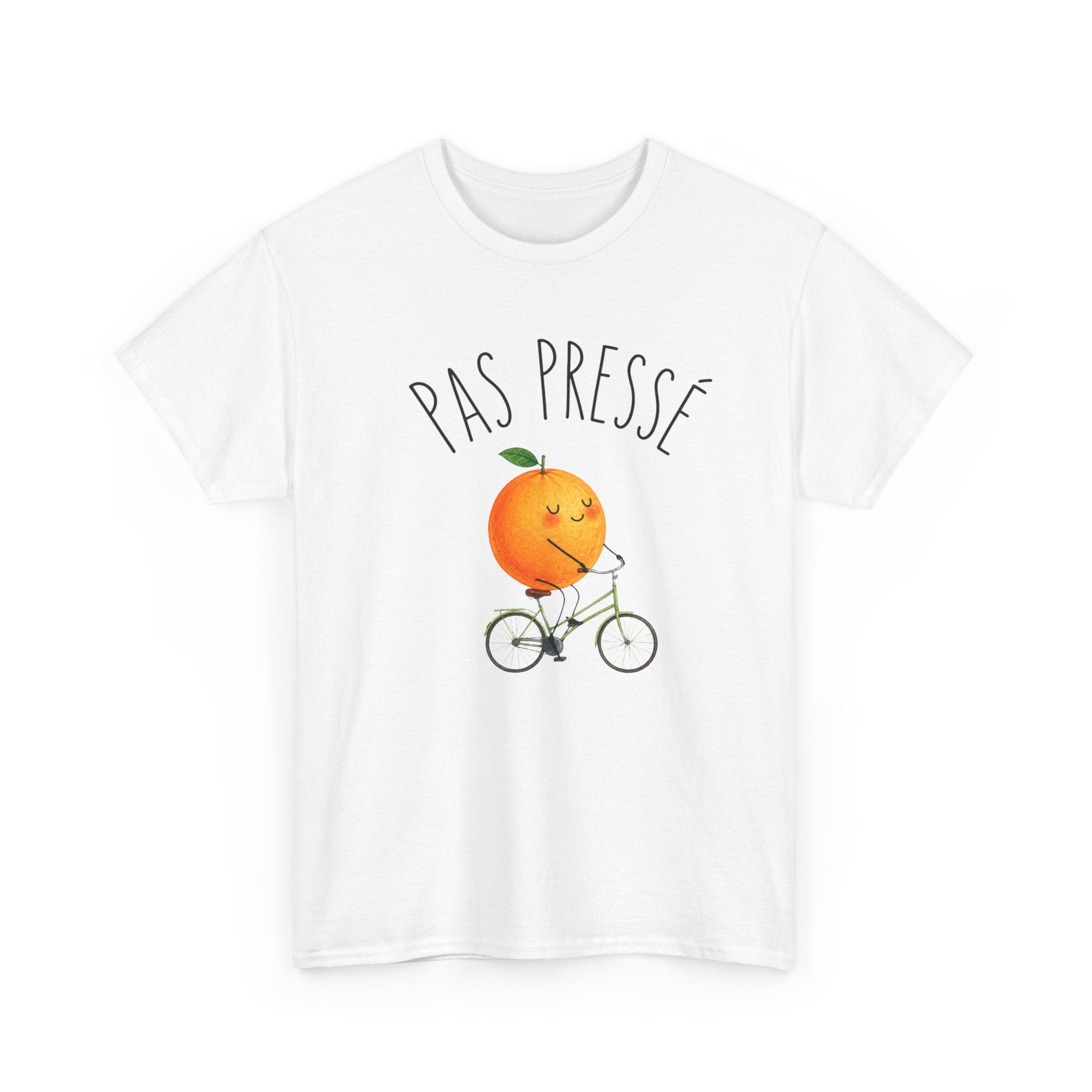 Tee Shirt Pas Pressé Orange à Vélo – T-Shirt Humour Fruit Mignon – Cadeau Homme Femme Original