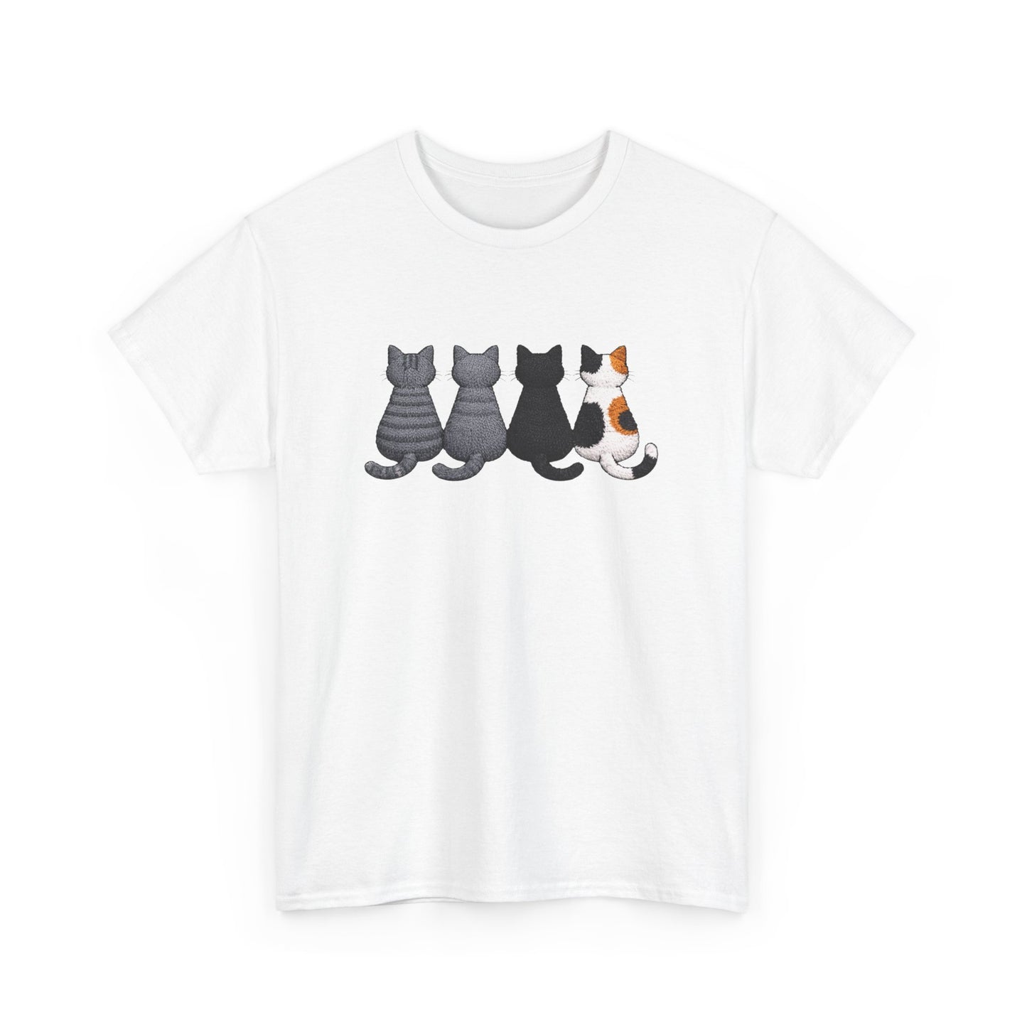 T-Shirt Chats Assis de Dos Minimaliste Amoureux des Chats Cadeau Femme