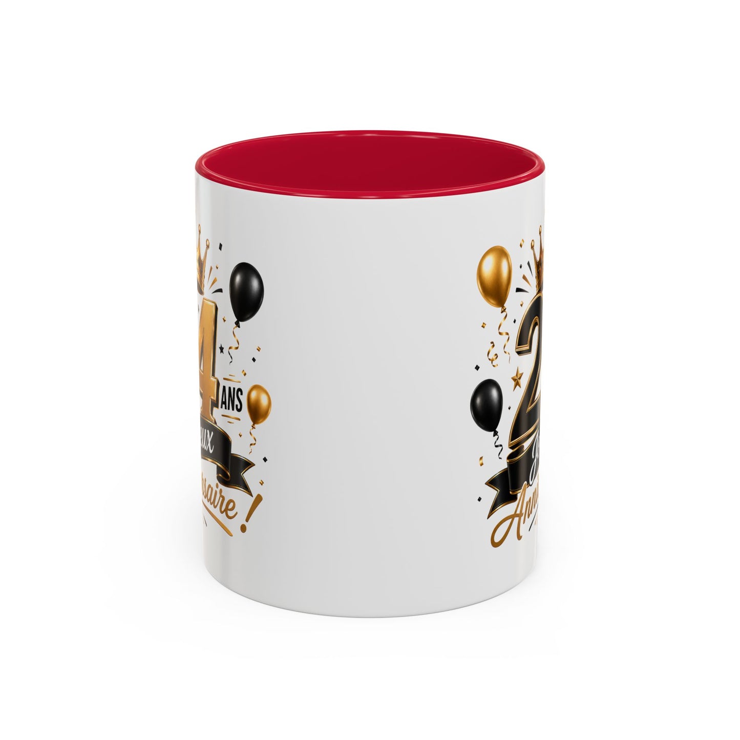 Mug Joyeux 24 Ans – Tasse Anniversaire 24 Ans – Cadeau Original pour Femme Homme – Idée Cadeau 24e Anniversaire Noir Bleu Rouge