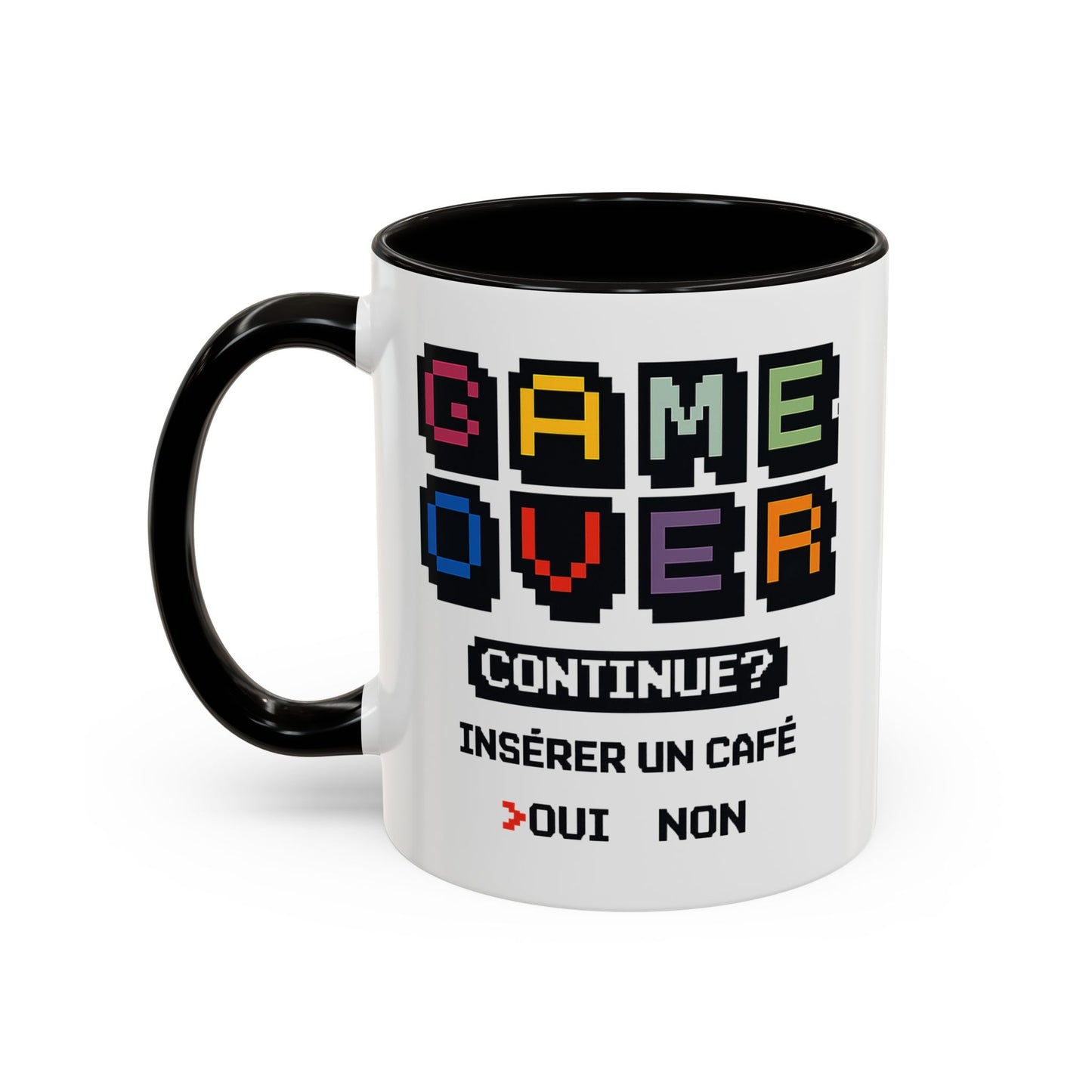 Tasse Gamer Drôle “Game Over Continue Insérer un Café” – Mug Humour Geek Pixel Rétro – Cadeau Gamer Original