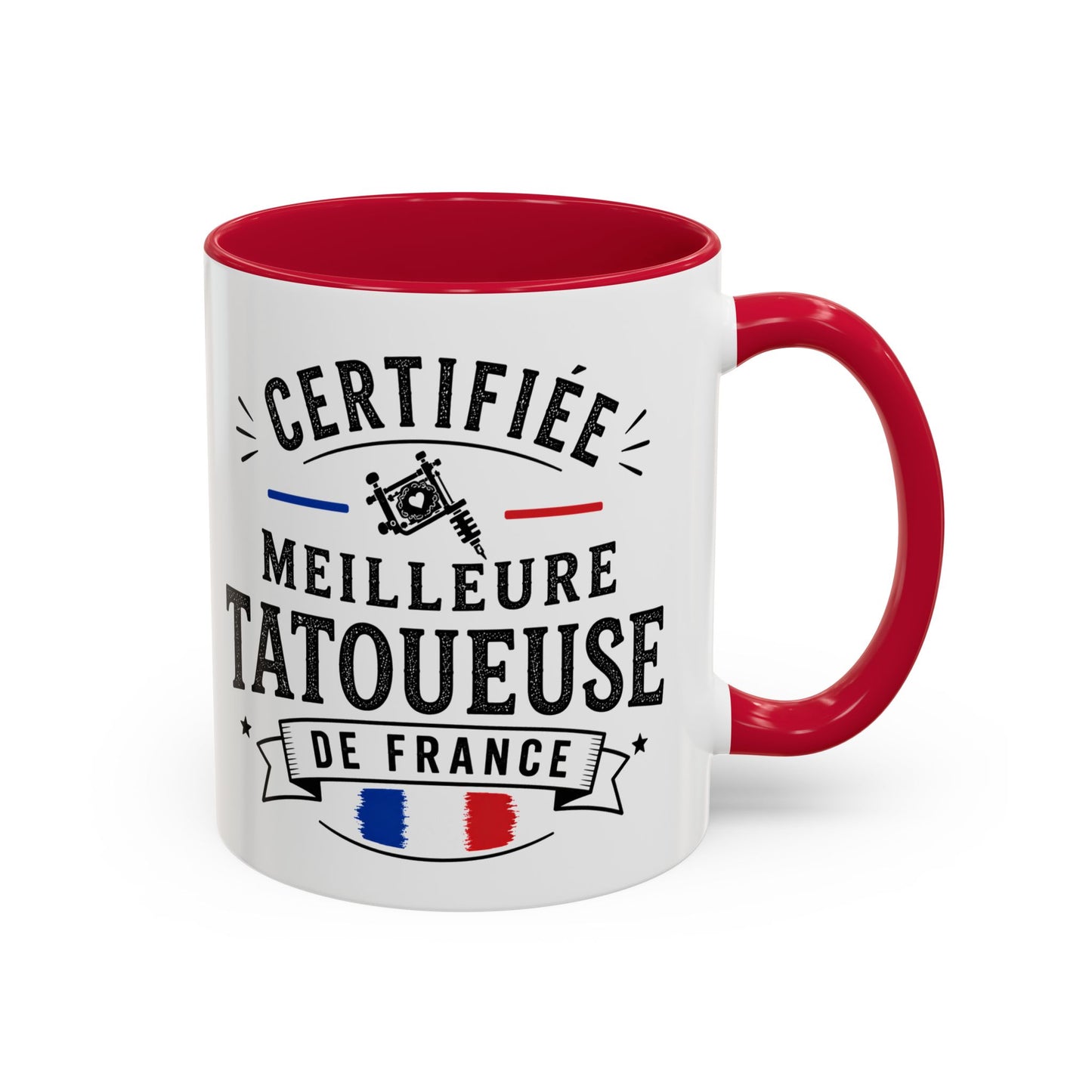 Mug Tatoueuse Femme – Tasse Tattoo Tatouage Artiste – Idée Cadeau Original Professionnelle Salon de Tatouage Noir Bleu Rouge