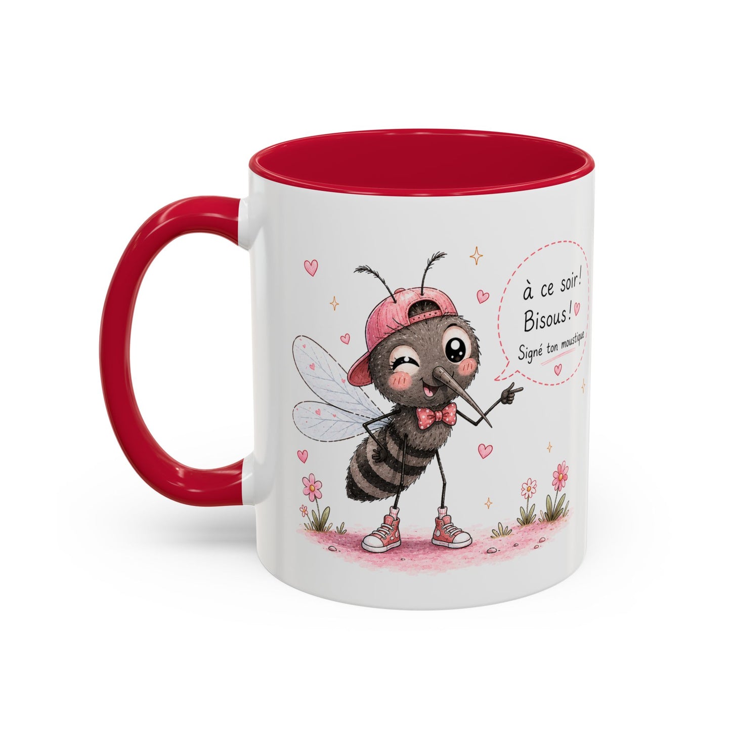 Tasse À Ce Soir ! Bisous ! Signé Ton Moustique – Mug Moustique Humour Kawaii – Cadeau Drôle Homme Femme 325ml